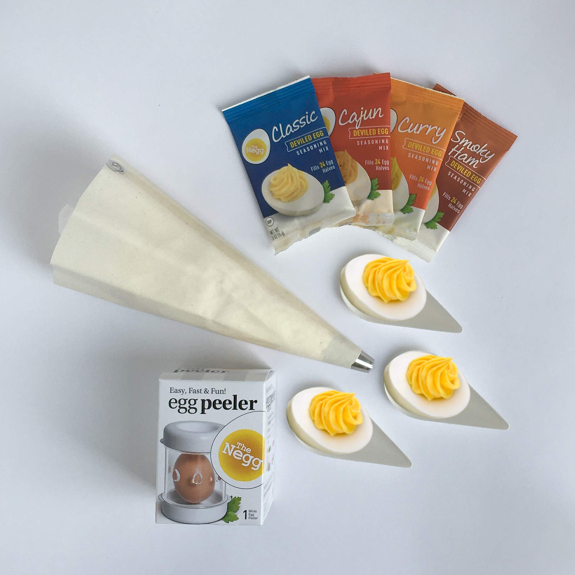 Negg® Deviled Egg Maker Kit - Easy Egg Yolk Remover & Deviled Egg Platter (1-Pack, White) | Perfect for Easter, Parties & Holiday Appetizers