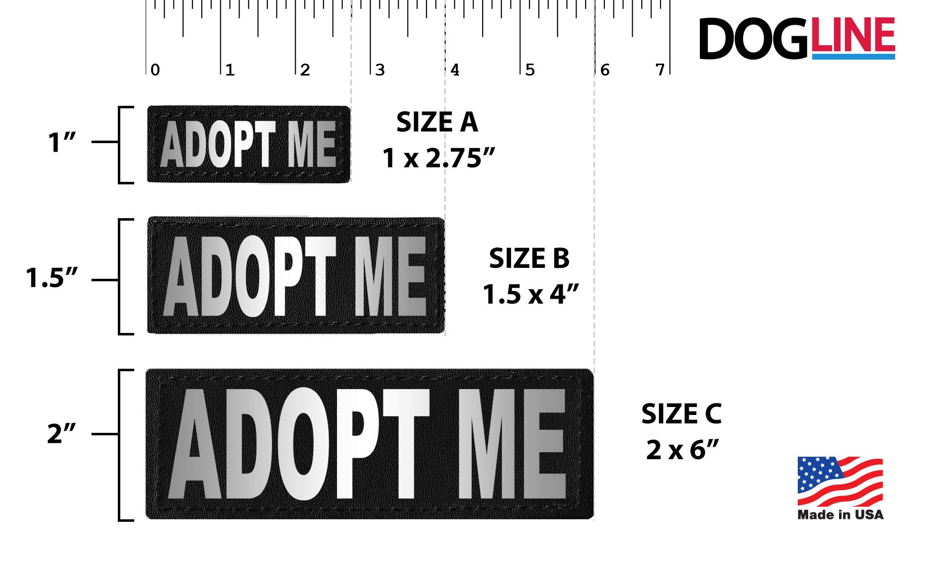 Dogline Adopt Me Removable Velcro Patches for Small/Medium Dogs - Perfect for Pet Collars, Vests & Backpacks | Customizable Pet Accessories