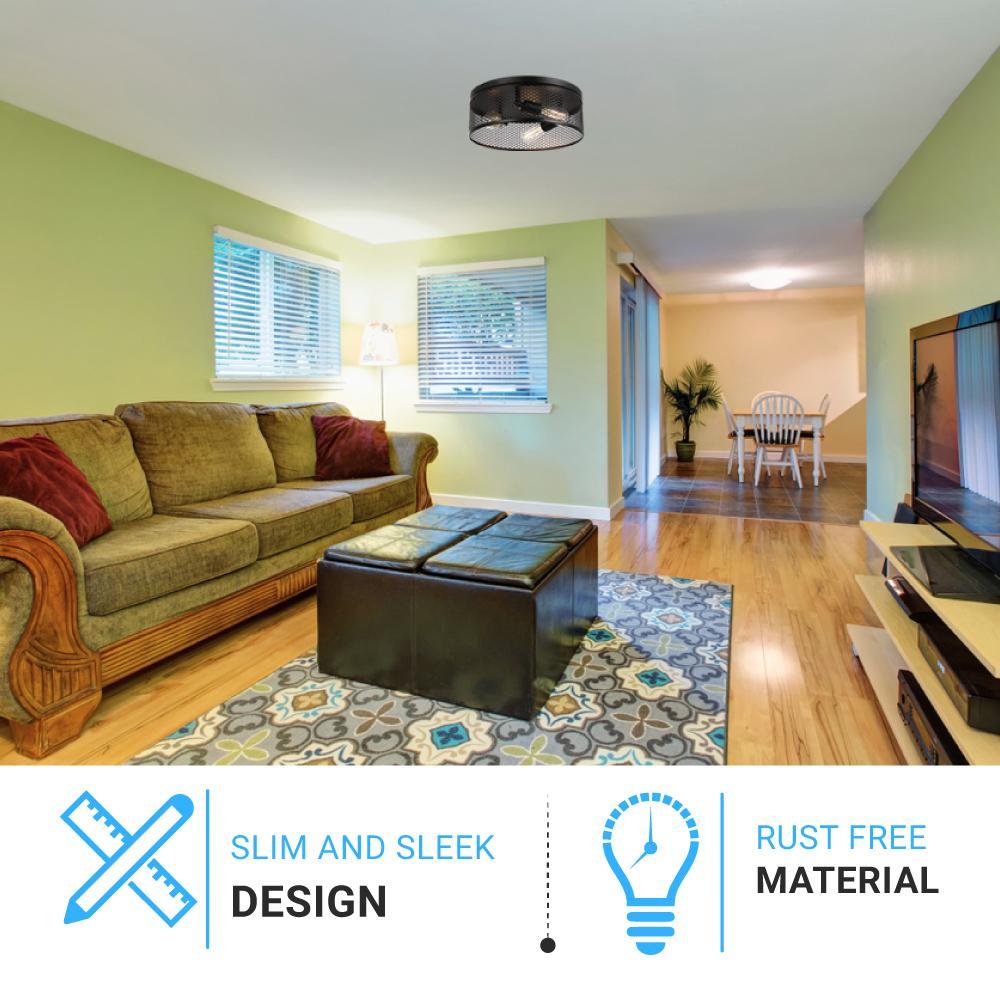 3-Light Cage Style Flush Mount Ceiling Light - Drum Shaped Fixture with E26 Base - UL Listed & 3-Year Warranty - Perfect for Bedroom, Kitchen, Hallway, and Office Lighting