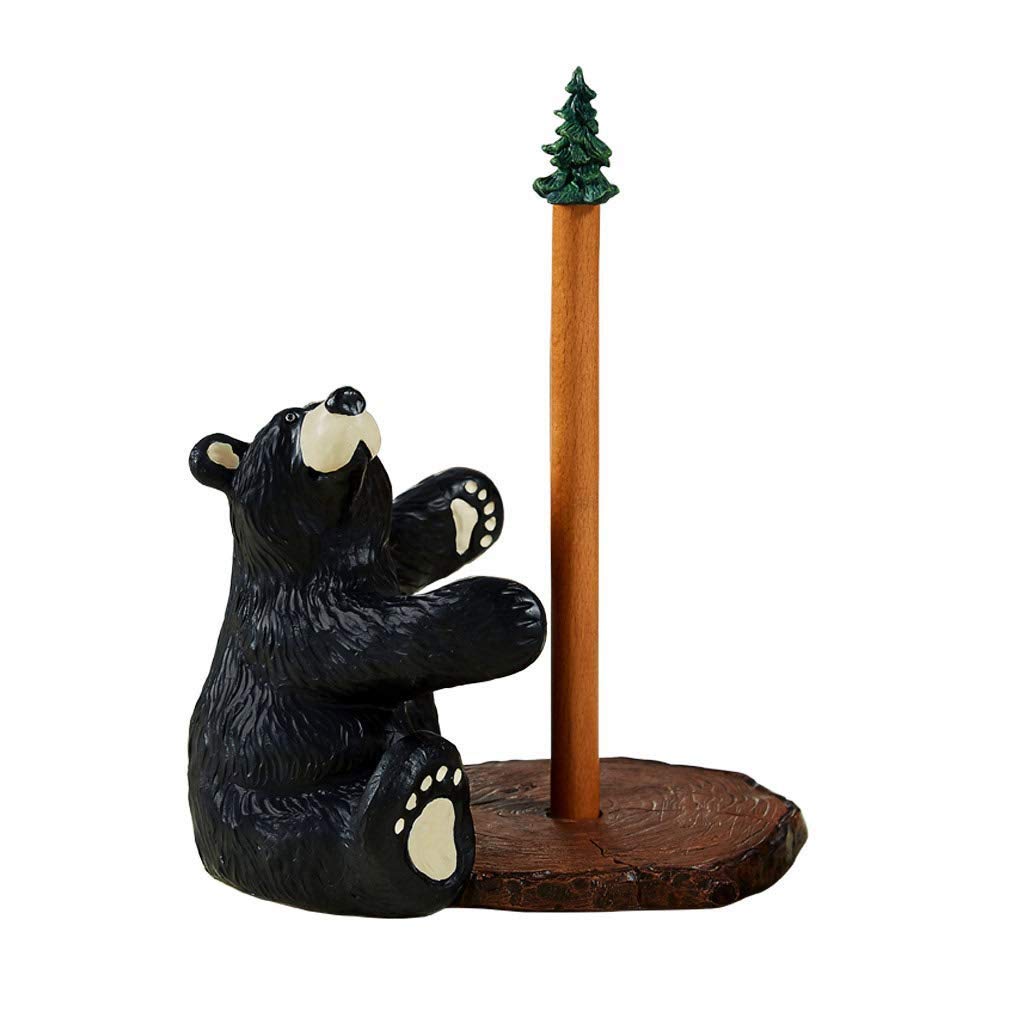 WSZJJ Wooden Standing Bear Paper Towel Holder - Countertop & Cabinet Kitchen Roll Holder - Cute Home Decor for Kitchen, Bathroom, Office - Perfect for Gifts & Housewarming