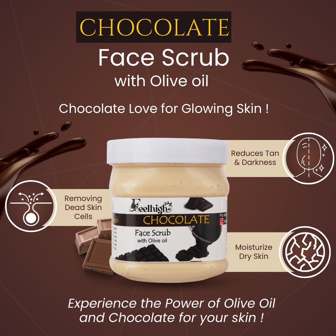 Feelhigh Charcoal Deep Cleansing Scrub & Chocolate Body Scrub for Smooth Skin (500ml Each) - Detox & Exfoliate for Glowing Complexion | Perfect for Spa Day & Self-Care Routine