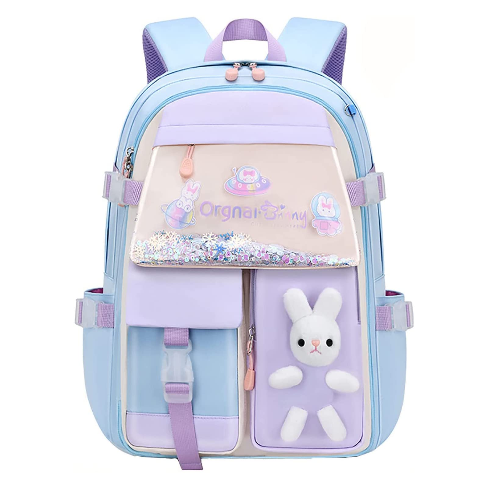 Cute Bunny Backpack for Girls - Small Blue Bunny School Bag for Kids, Teens & College Students - Perfect for School, Travel & Everyday Use