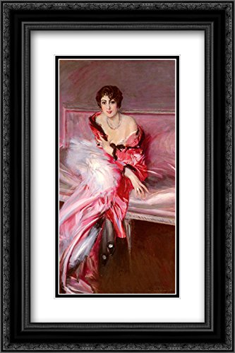 Giovanni Boldini Museum Art Print - Portrait of Madame Juillard in Red, 16x24 Inch with Black Ornate Frame & Double Matting | Elegant Wall Decor for Living Room, Bedroom, or Office