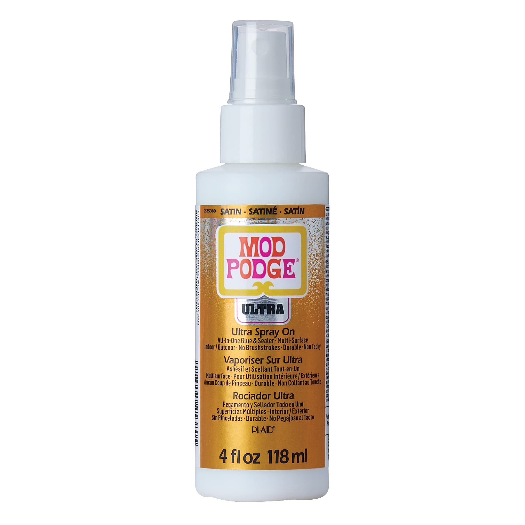 Mod Podge Ultra Satin Glue - 4 fl oz Premium Acrylic Sealer for DIY Arts & Crafts - Easy to Apply Clear Sealant - Perfect for Scrapbooking, Decoupage & Home Decor Projects