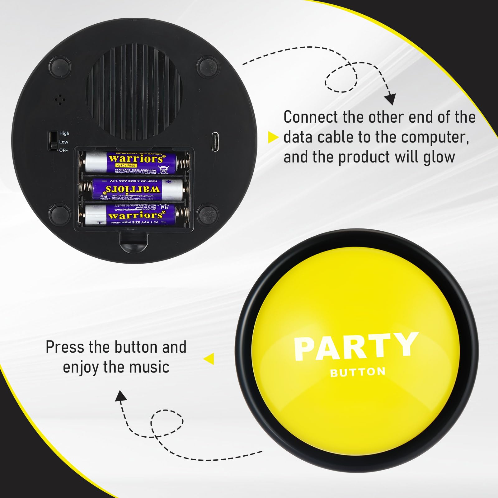 2-Pack 30 Sound Music Buttons - Fun Dance Party & Classroom Buzzer, Novelty Office Toy & Cool Desk Gadget for Pranks, Gag Gifts (4.5