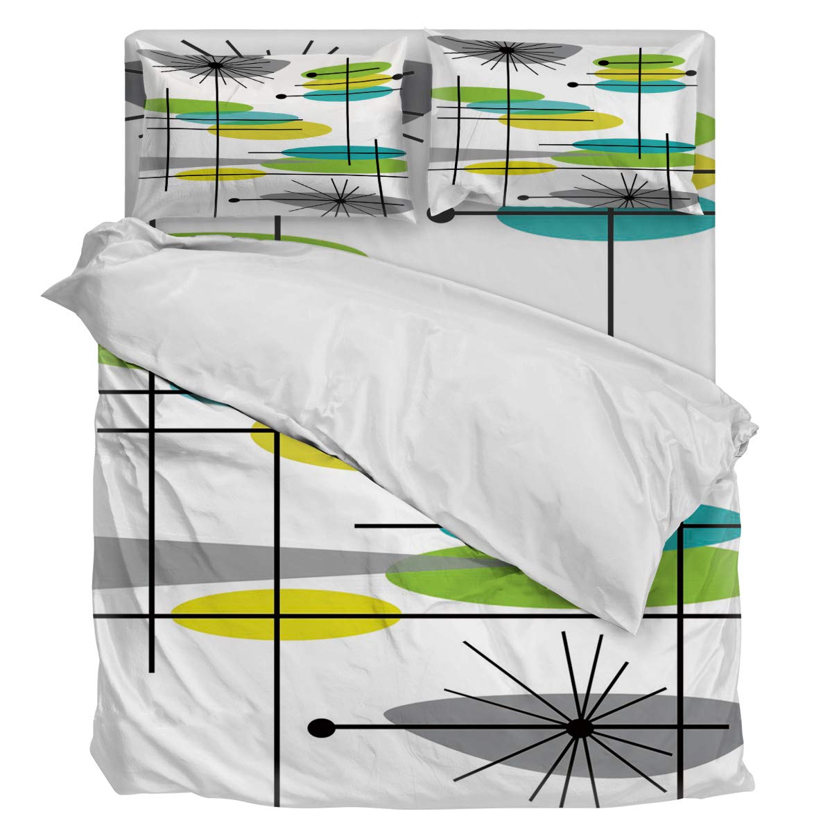 Luxury 4-Piece Twin Size Sunflower Duvet Cover Set - Soft Mid Century Modern Bedding (1 Duvet Cover, 1 Sheet, 2 Pillowcases) for Cozy Bedroom Decor & Guest Room Styling
