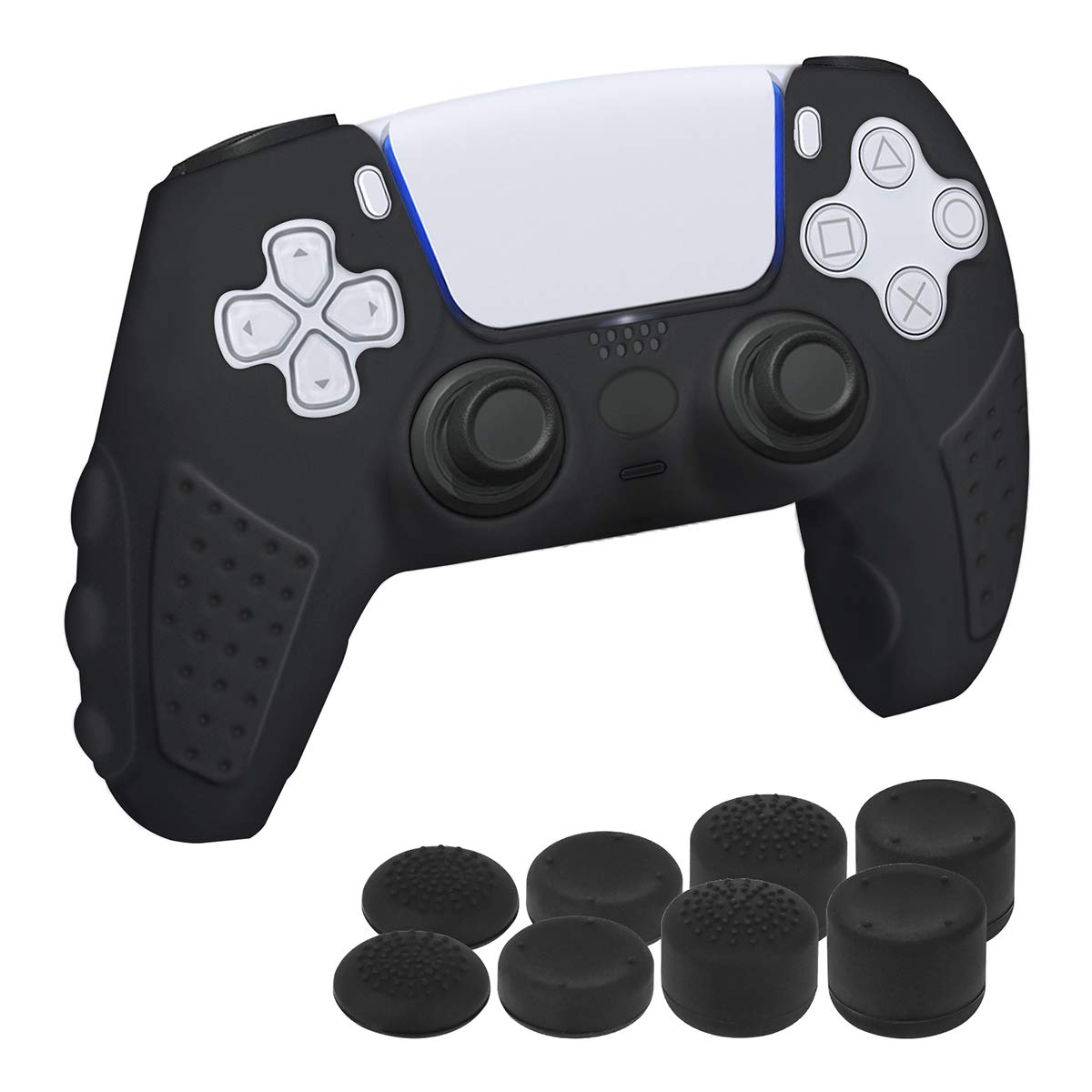 DLseego PS5 Silicone Cover Case - Anti-Slip Grip with 8 Thumb Pads for Sony PlayStation 5 - Gaming Protection