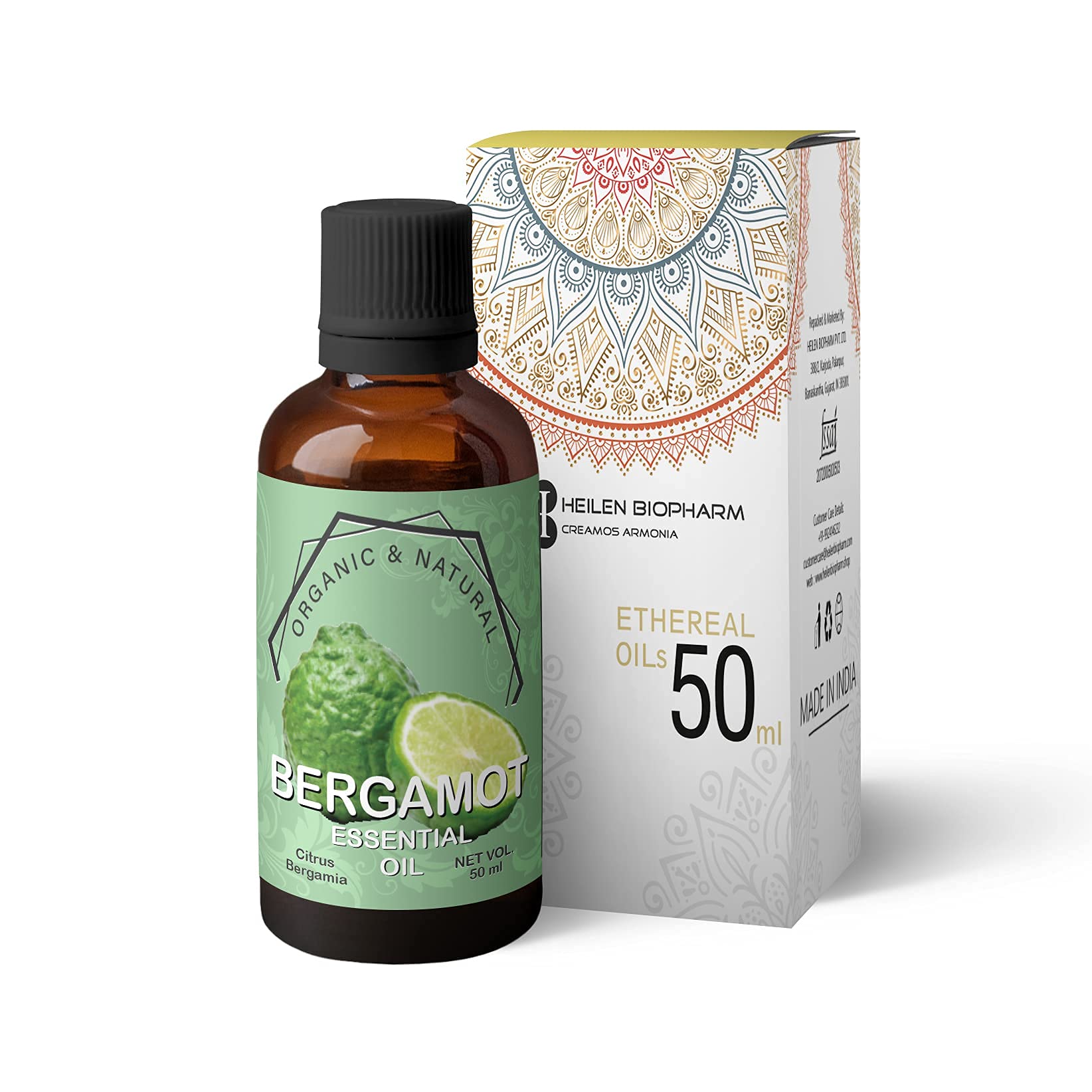 Pure Bergamot Essential Oil for Skin Care - 50ml Natural Aromatherapy Oil for Glowing Complexion & Stress Relief | Perfect for Massage, Diffuser & DIY Skincare