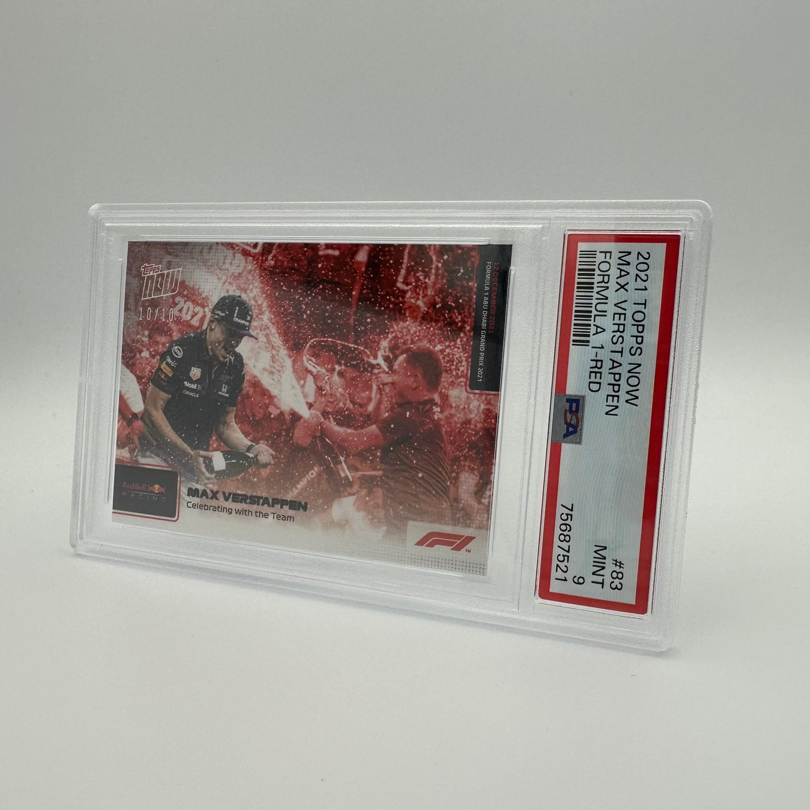 PSA 9 Graded 10/10 Max Verstappen Celebrating With The Team #83 Red Bull Racing F1 Trading Card - Perfect for Collectors, Sports Memorabilia Fans & Formula 1 Enthusiasts