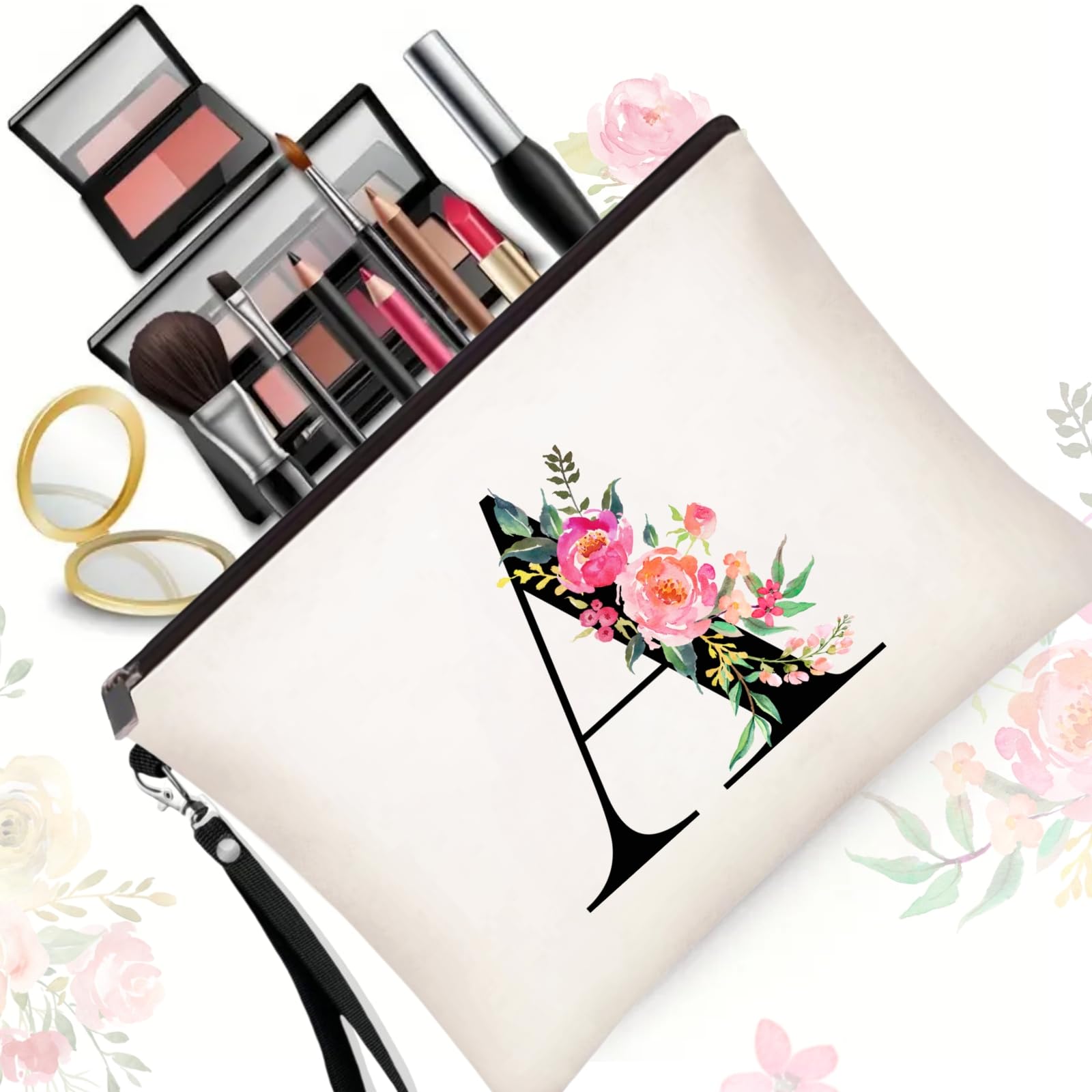 Personalized Monogrammed Canvas Tote Bag for Women - Custom Initial Makeup Gift Bag for Wedding, Bridesmaids & Birthday | Perfect for Beach, Shopping & Everyday Use
