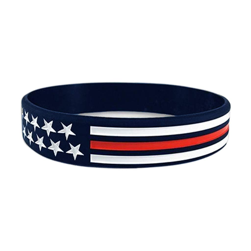 Patriotic USA Flag Silicone Wristband - Thin Red White & Blue Star Bracelet for Men Women - Perfect for 4th of July, Veterans Day & Patriotic Events