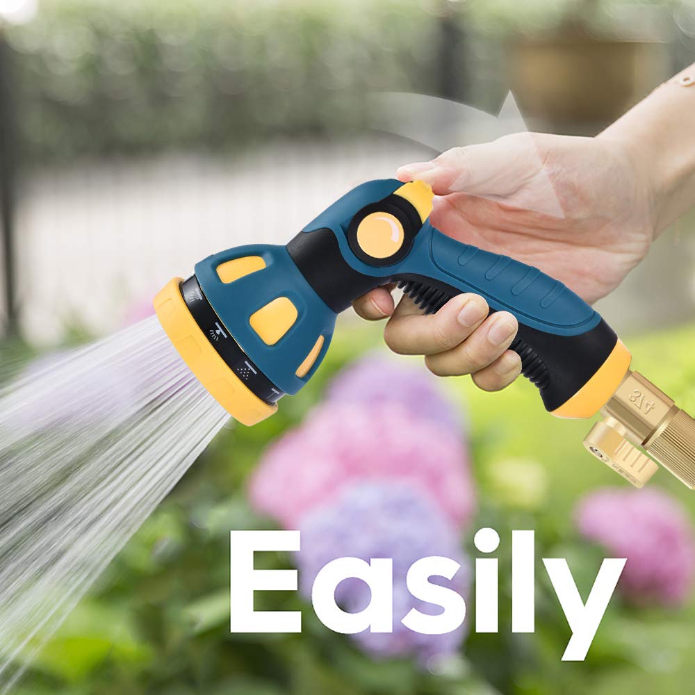 Metal Garden Hose Nozzle - 10 Adjustable Spray Patterns for Watering, Cleaning & Car Washing