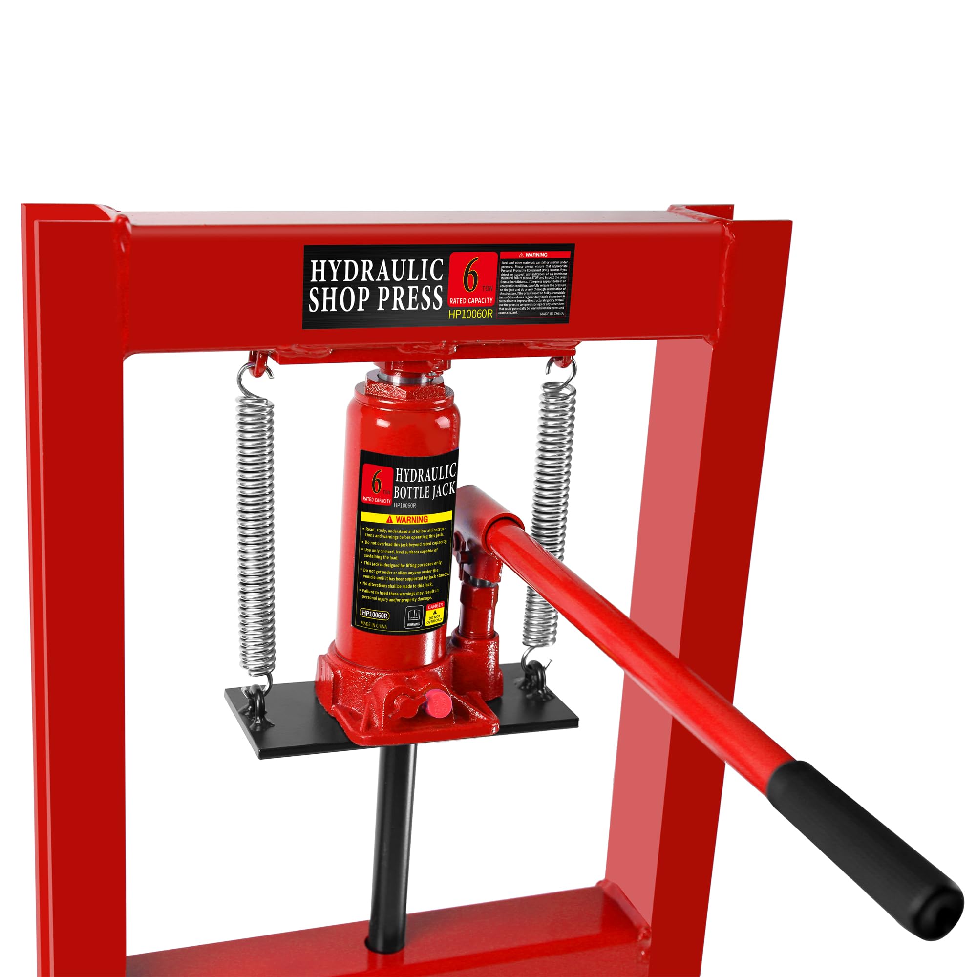 12 Ton Hydraulic H-Frame Shop Press with Adjustable Work Table - Heavy Duty Steel Floor Press for Gears, Bearings & Metalworking - Includes Press Plates & Floor Stand Jack (Red) - Perfect for Auto Repair, Industrial Maintenance & DIY Projects