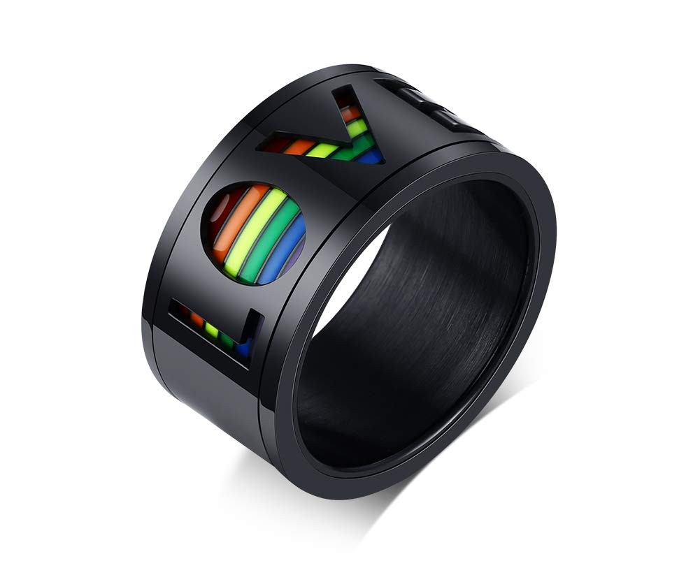 VNOX LGBTQ+ Pride Rainbow Spinner Ring - Anxiety Relief Fidget Ring for Stress, Friendship & Wedding - LGBT Jewelry for Gay, Lesbian & Bisexual - Perfect for Parades, Gifts & Everyday Wear