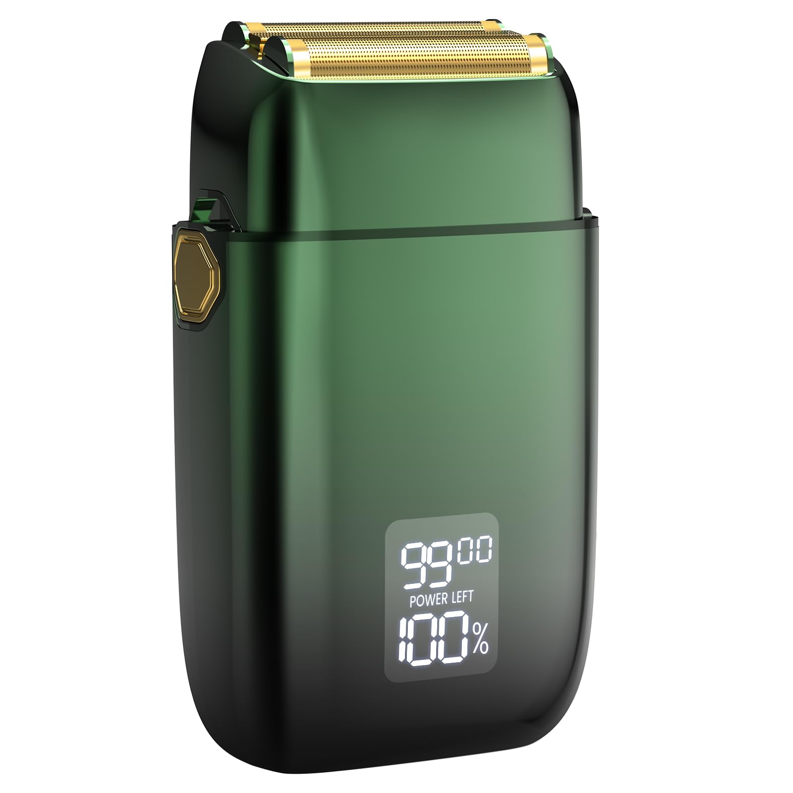 Premium Electric Razor for Men - 3-Speed Adjustable Foil Shaver, Rechargeable & Waterproof Beard Trimmer with LED Display - Perfect for Face, Head & Body Shaving - Ideal for Travel, Gym & Daily Grooming (Green)