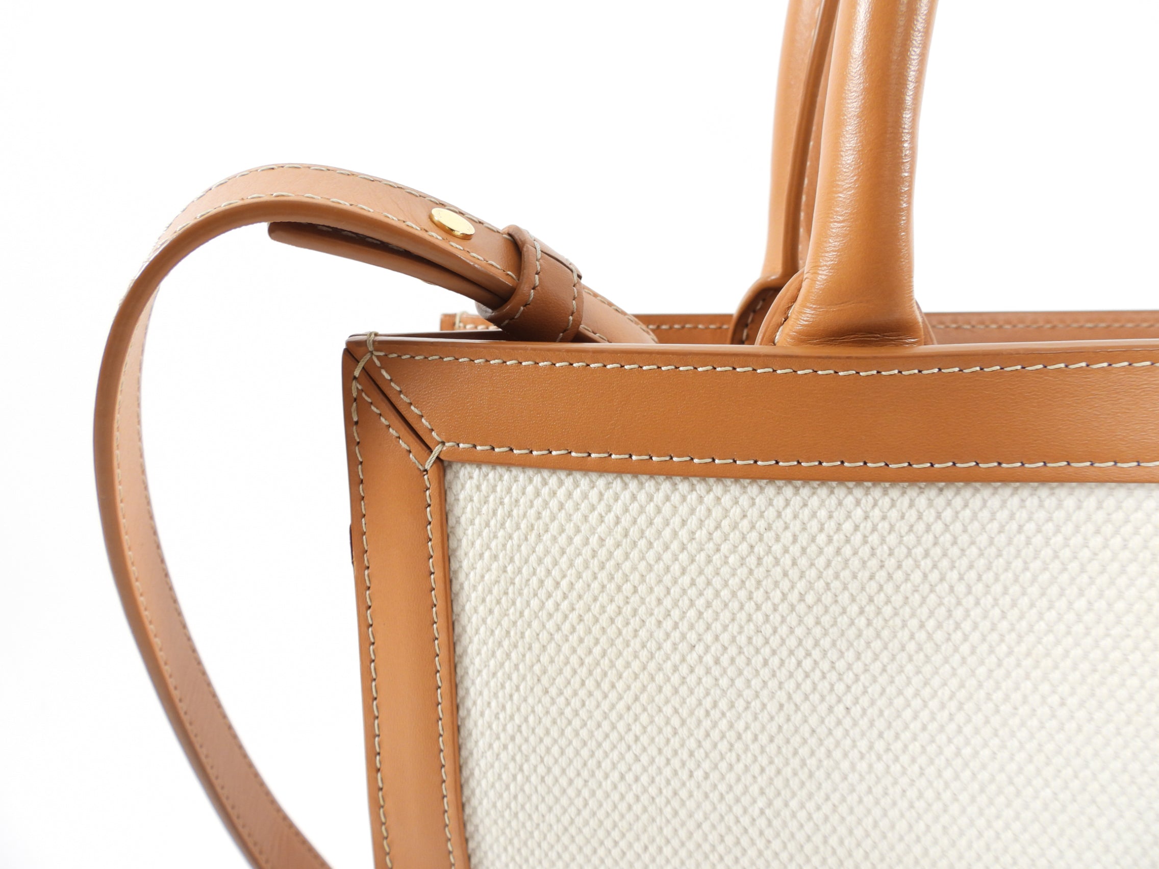 Celine Vertical Canvas and Leather Logo Tote Bag for Women - Stylish Designer Handbag for Work, Travel & Everyday Use
