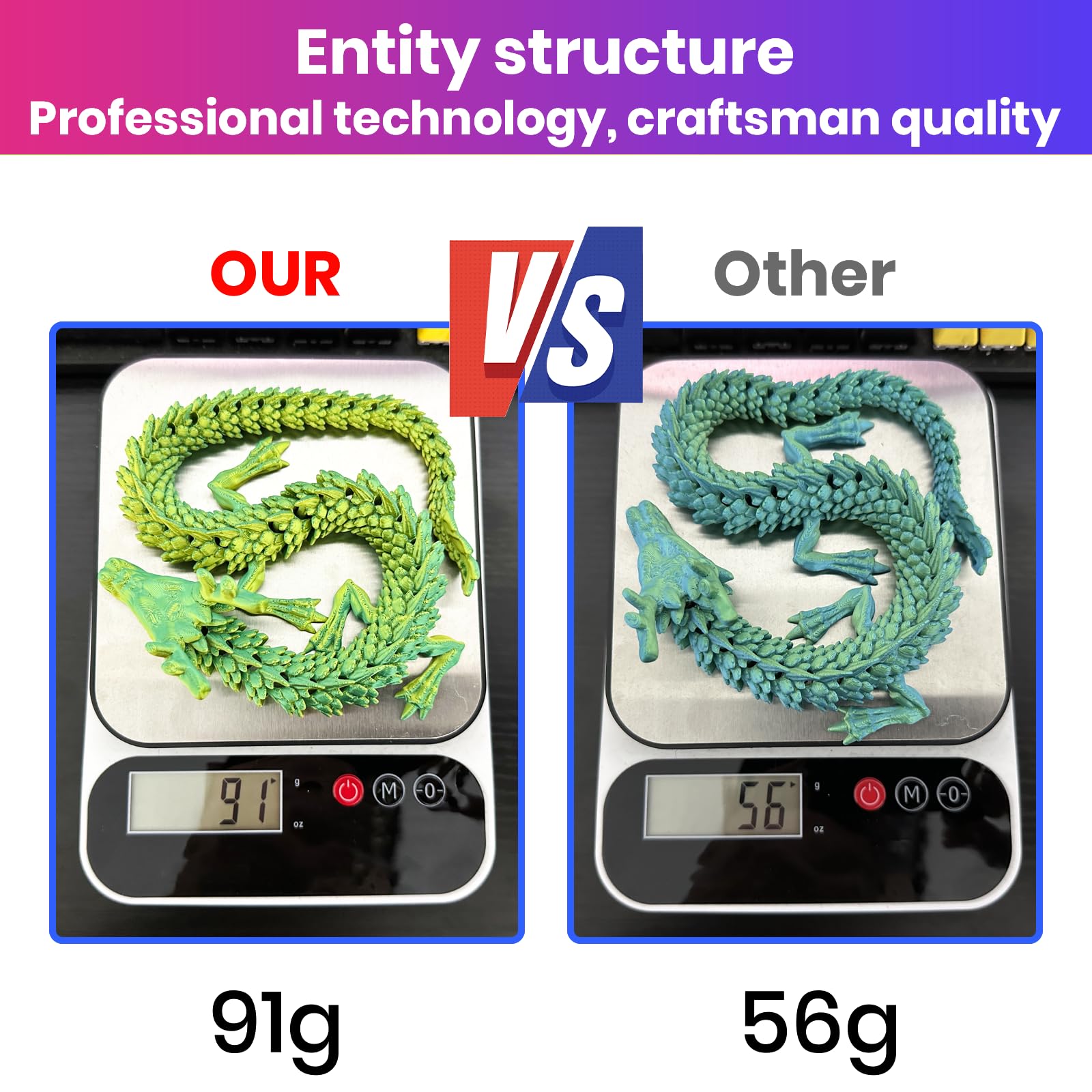18 Inch 3D Printed Flying Dragon Statue - Chinese Dragon Fidget Toy for Autism & ADHD Relief, Executive Desk Decor, Unique Home Office Gift for Stress Relief & Focus - Perfect for Meditation, Play & Decoration