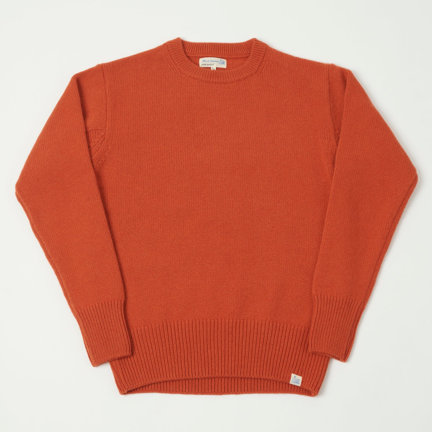 Merz b. Schwanen LOCC01 Rust Knit Crew Neck Pullover Sweater - Vintage Style Cotton Jumper for Men, Casual Wear & Layering in Fall/Winter