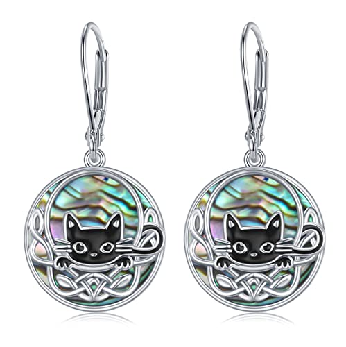 Celtic Black Cat Earrings
