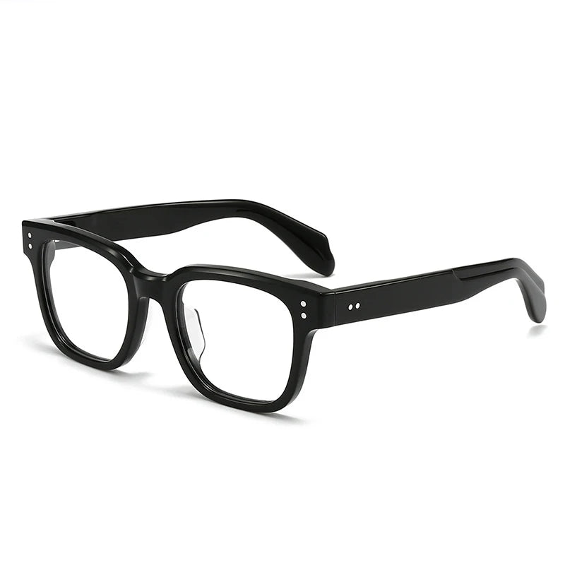 Stylish Black Unisex Square Acetate Eyeglasses - Full Rim Thick Frame for Men & Women (Model 91477) | Perfect for Reading, Work & Fashion Accessories