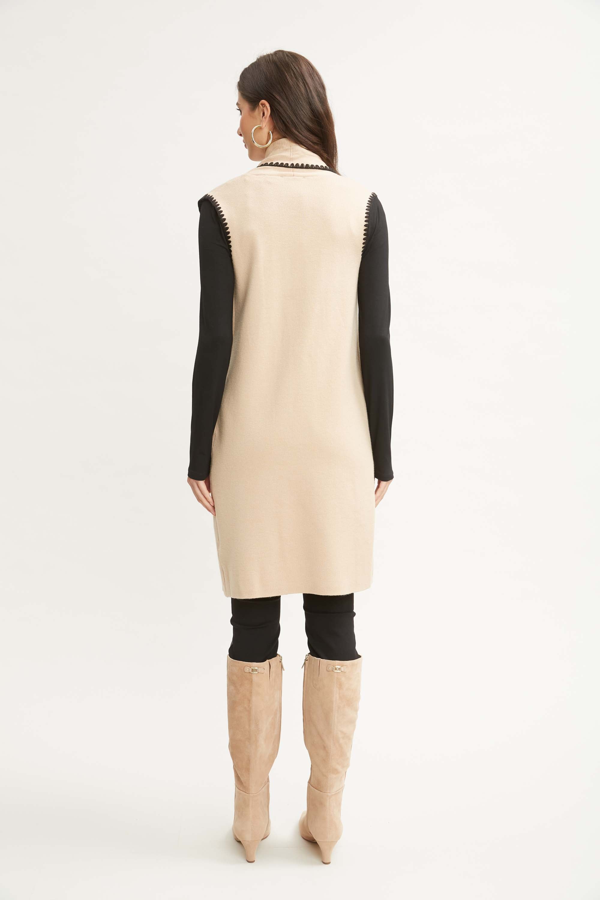 Tahari Women's Knit Sweater Vest - Slim Fit Stitched Cardigan for Layering, Office Wear & Fall Fashion