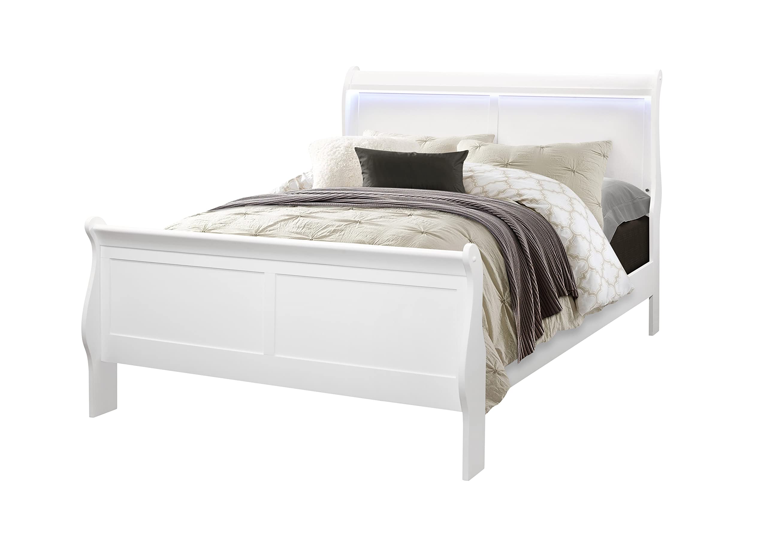 Global Furniture USA Charlie White Full Bed Frame - Modern Wooden Bed for Bedroom, Guest Room & Dorm - Easy Assembly & Sturdy Support
