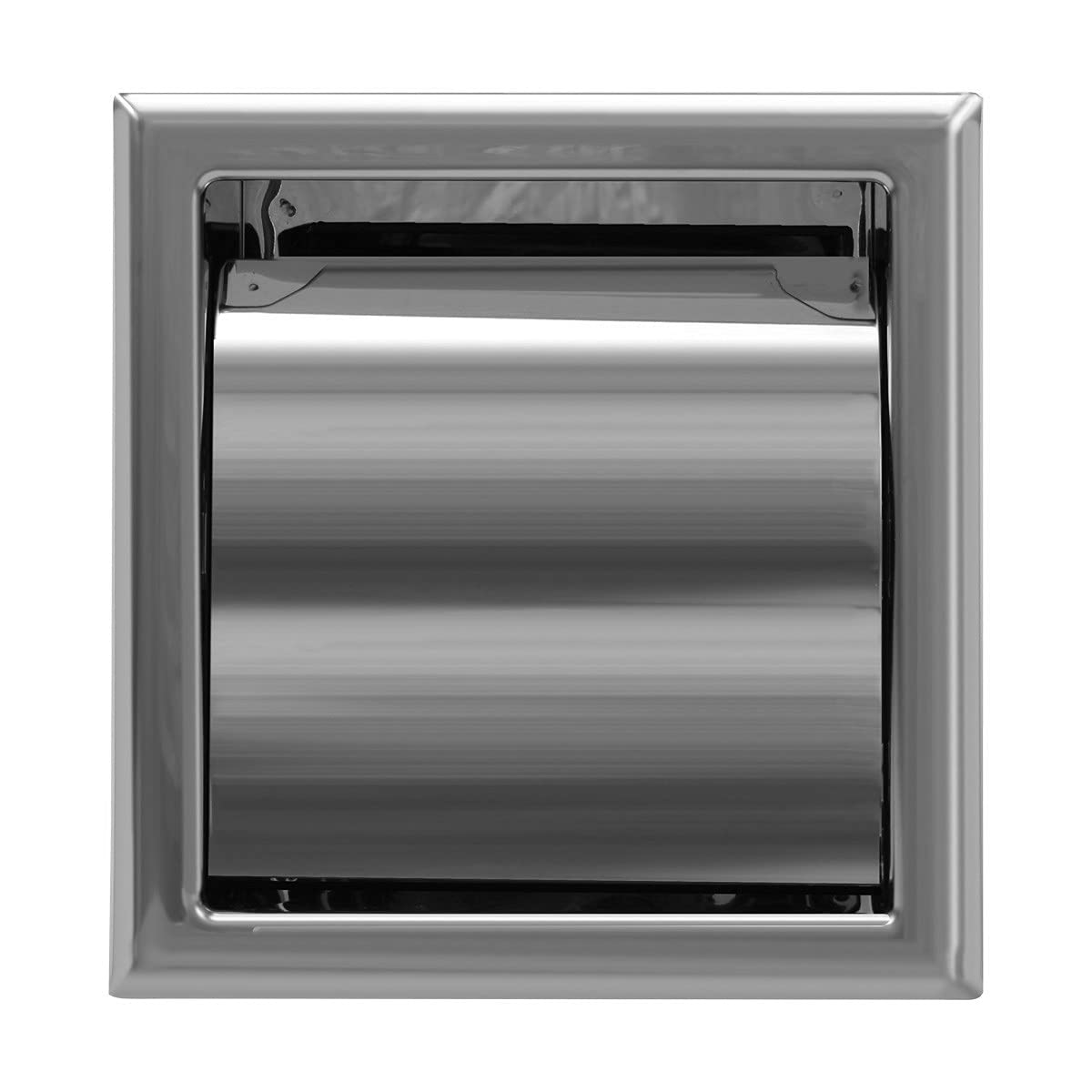 Stainless Steel Recessed Toilet Paper Holder with Lid - Wall Mount Bathroom Tissue Dispenser - Modern Silver Bathroom Decor for Home & Office Use - Pack of 1