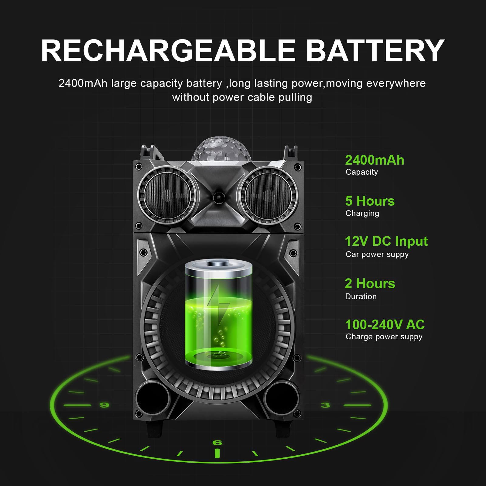 Portable Wireless Bluetooth Speaker with 12