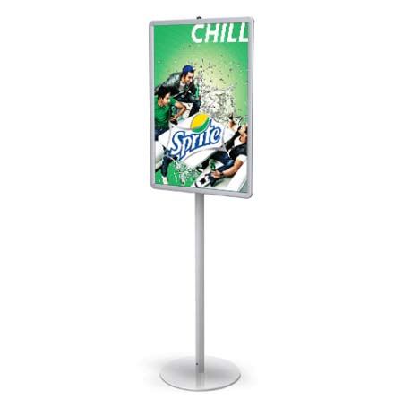 24x36 Modern Poster Display Stand with Top Load Sign Holder - Portable Single Sided Pedestal Sign Stand for Trade Shows, Retail Stores & Events