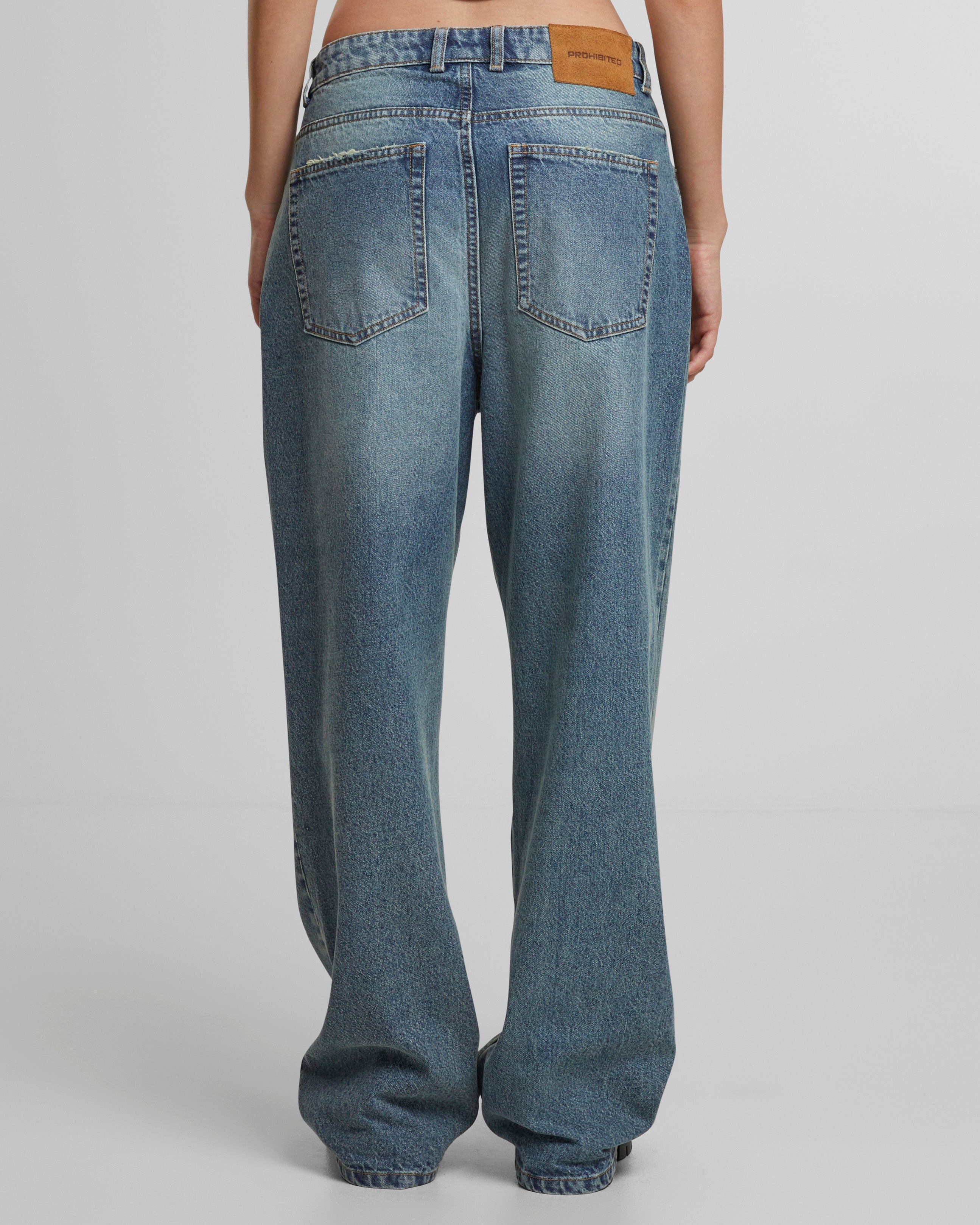 Vintage Blue Baggy Denim Jeans for Women & Men - High Waisted Loose Fit Distressed Jeans - Casual Streetwear, Hip Hop Style, Everyday Wear