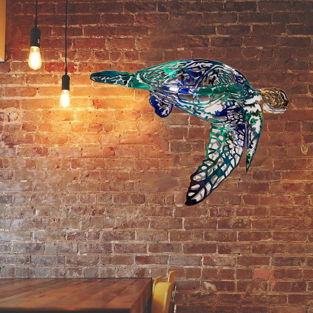 Enfudid Metal Sea Turtle Wall Art - Personalized Handmade Wall Decor Sculpture for Bedroom, Living Room, Office - Coastal Theme Home Décor for Beach House & Ocean Lover Gifts