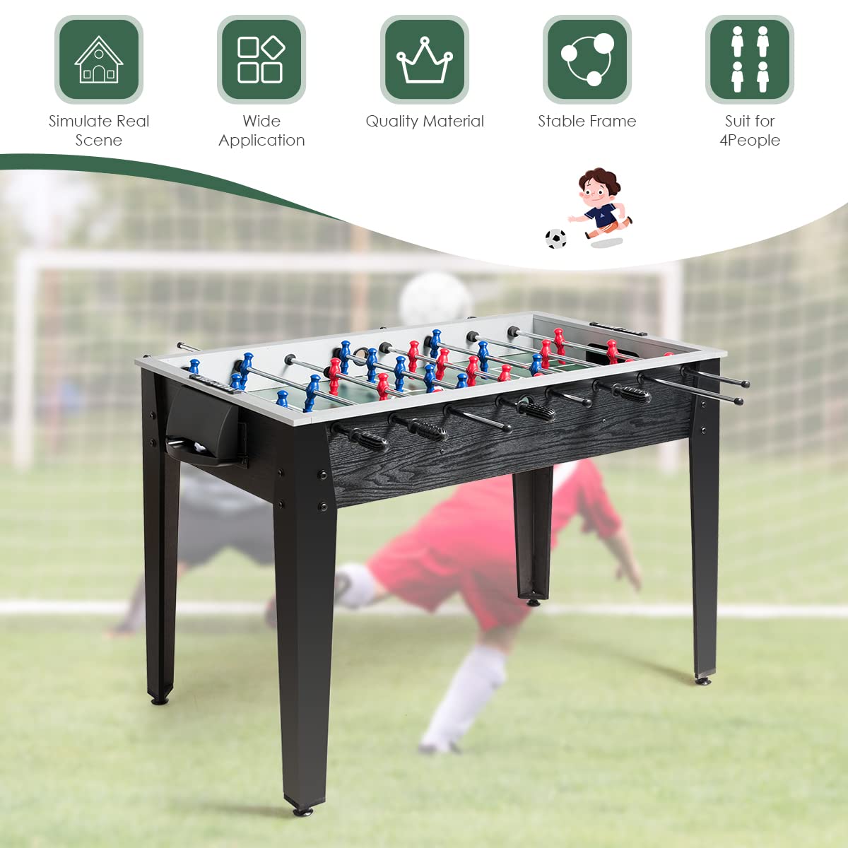 Goplus 48'' Wooden Foosball Table with 2 Soccer Balls & Score Keepers - Professional Size Indoor Game Table for Adults, Kids & Teens - Perfect for Game Rooms, Arcades, Basements & Family Fun Nights