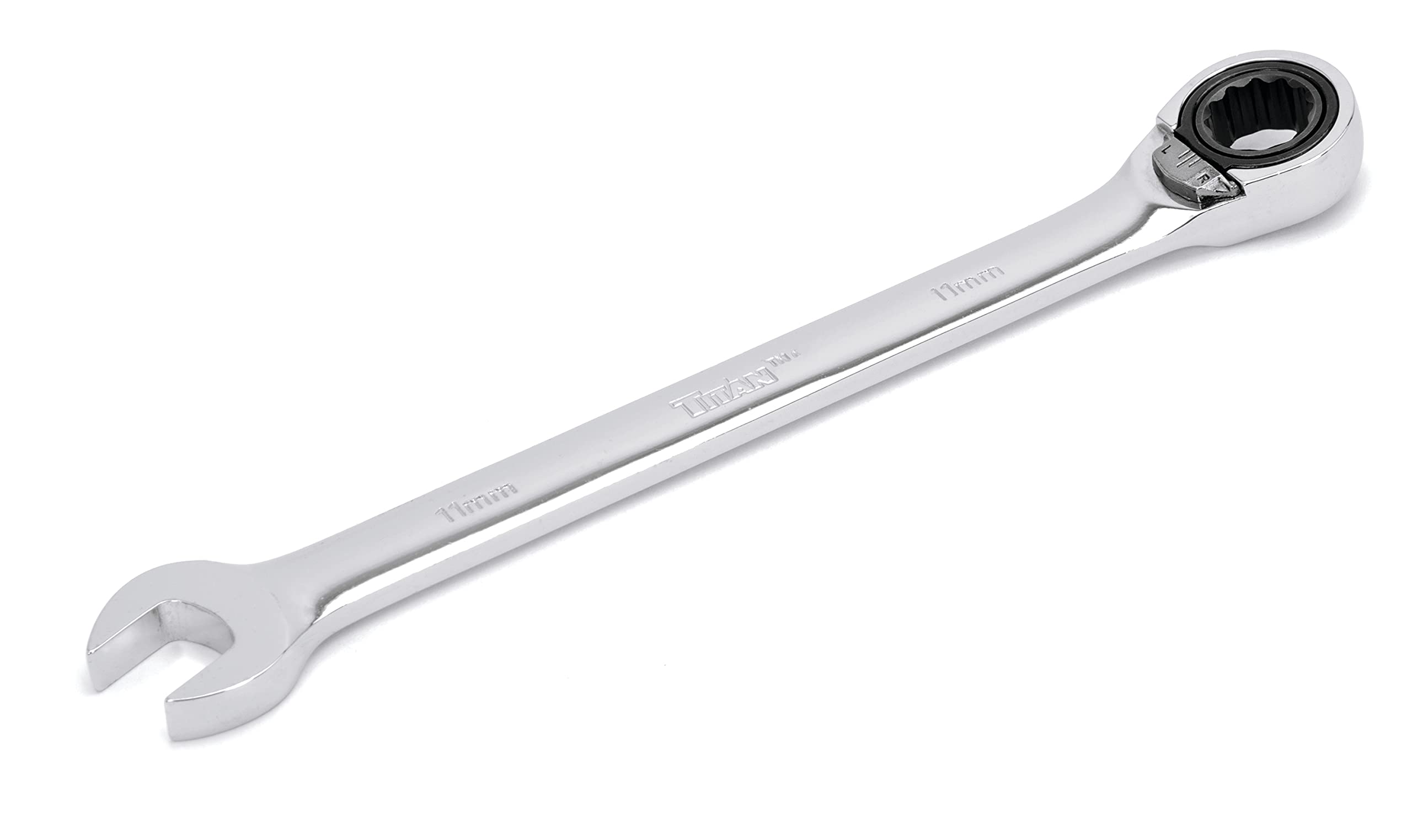 Titan 14511 11mm 12-Point 72-Tooth Reversible Ratcheting Combination Wrench - Perfect for Automotive Repair, Plumbing, and DIY Projects