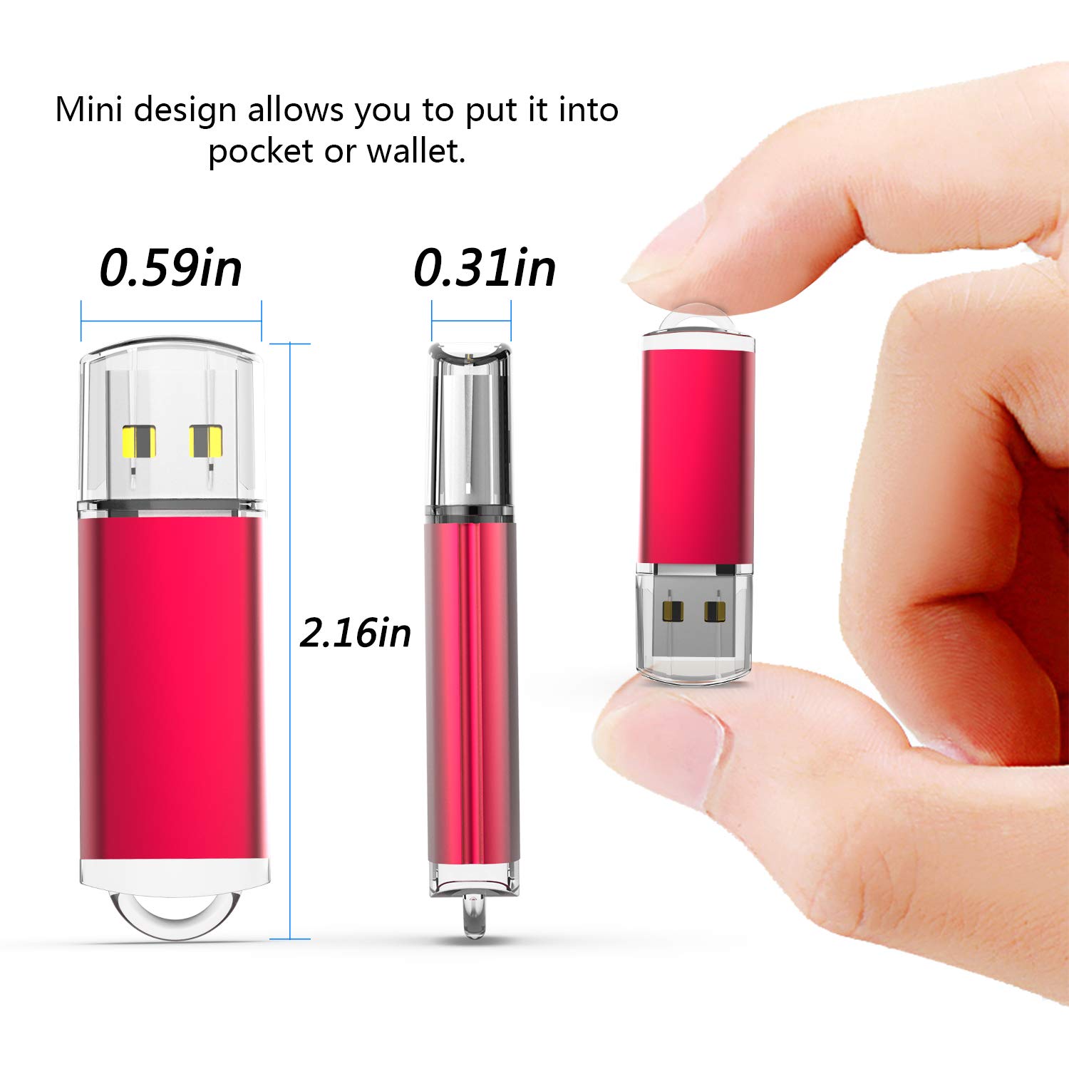 RAOYI 10 Pack 64GB USB Flash Drive USB 2.0 Memory Stick Thumb Drive - High Speed Portable Storage for Files, Photos, Music - Perfect for Students, Office, Travel & Data Backup (Red)