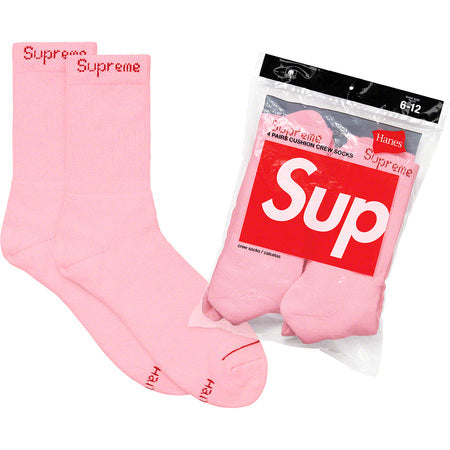 Supreme Hanes Crew Socks 4-Pack - Soft Cotton Pink Socks for Men & Women - Perfect for Casual Wear, Sports & Everyday Comfort