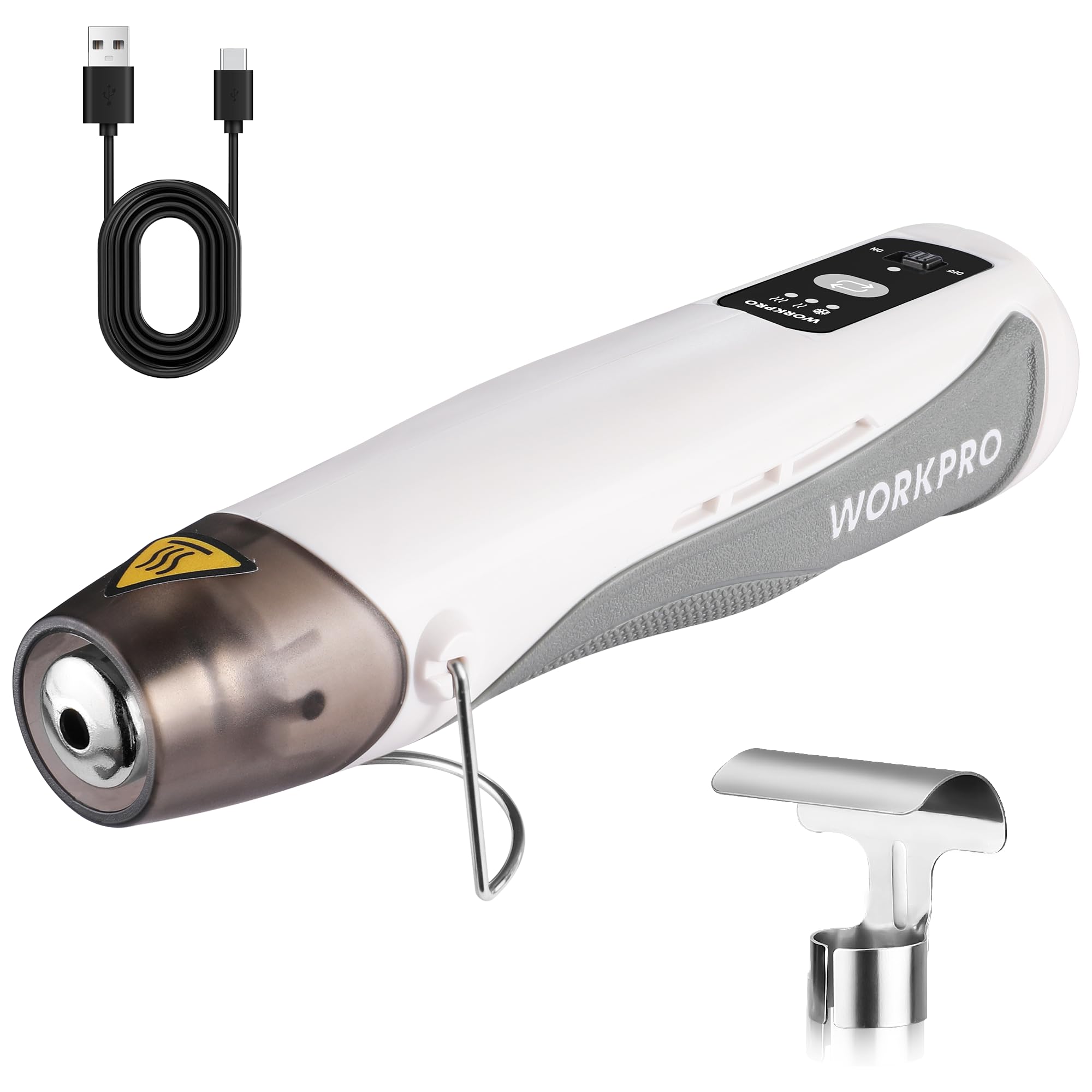 WORKPRO 7.2V Mini Cordless Heat Gun - 680℉ Hot Air Gun with Reflector Nozzle & 3 Temperature Settings (Cool Air/302℉/680℉) | Ceramic Heating Core for DIY Crafts, Embossing, Shrink Wrapping, and Home Repairs