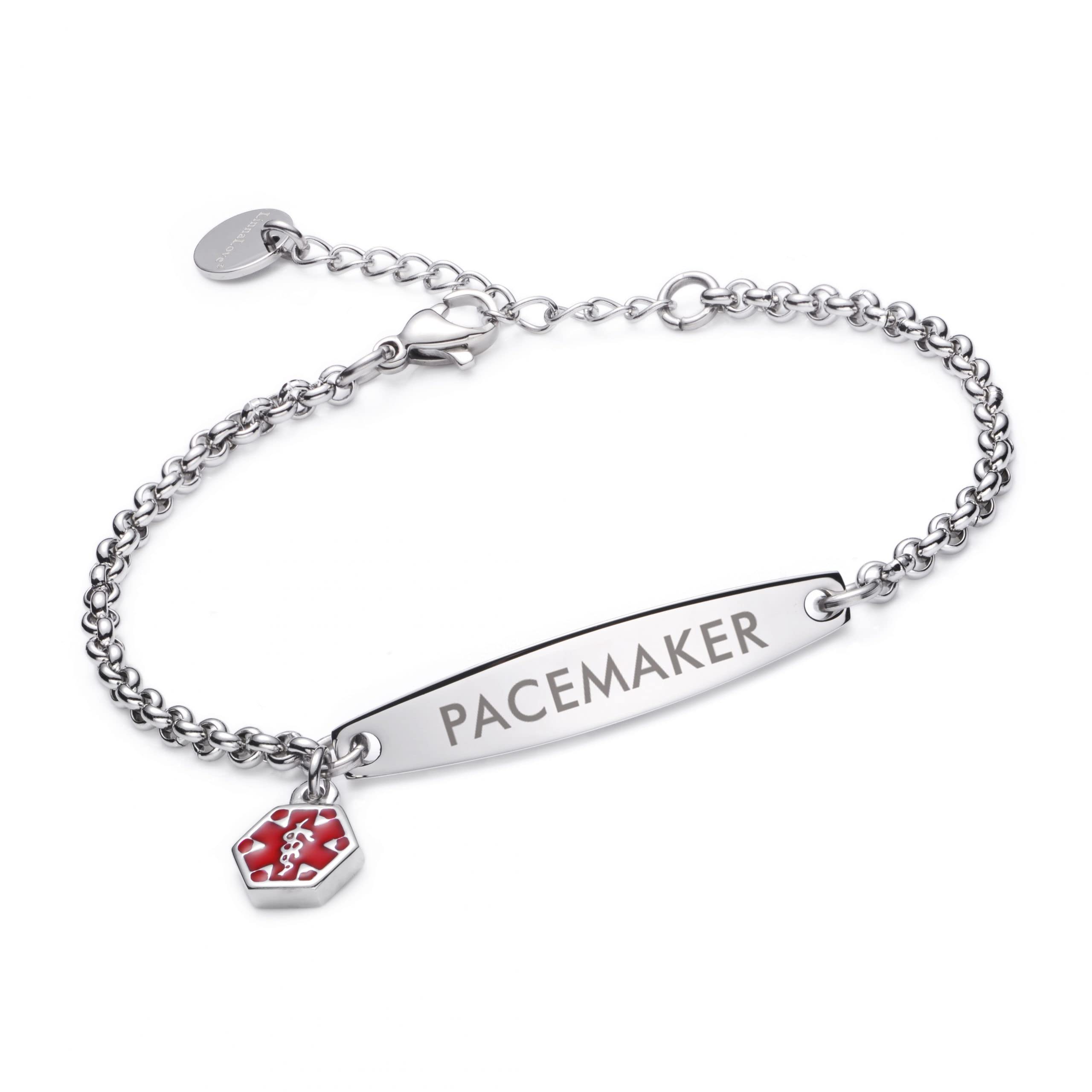 LinnaLove Pre-Engraved Simple Rolo Chain Medical Alert ID Bracelet for Women - Emergency Medical Information Jewelry for Allergies, Diabetes & Heart Conditions