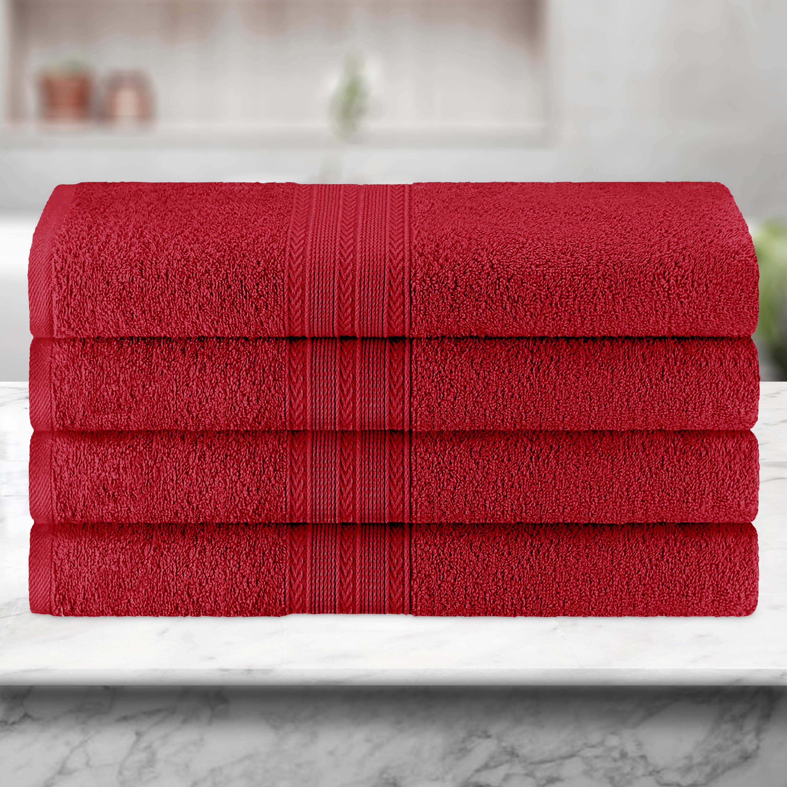 Premium 100% Cotton Eco-Friendly 4-Piece Bath Towel Set - Soft, Absorbent & Hypoallergenic - Perfect for Spa, Bathroom & Beach Use