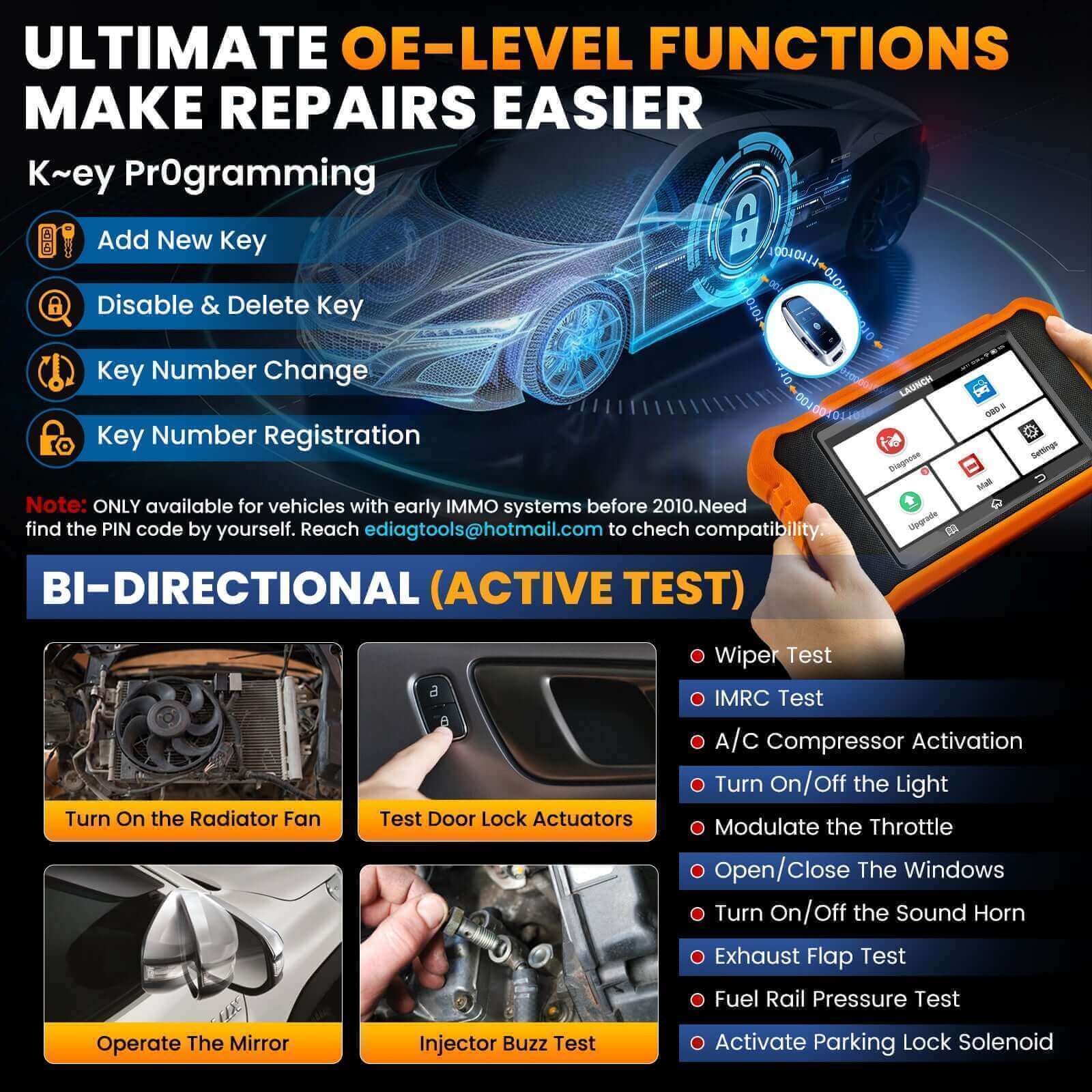LAUNCH X431 Creader Elite 2.0 Bi-Directional OBD2 Scanner for Toyota & Lexus - Full System Diagnostic Tool for Engine, ABS, SRS - Perfect for Mechanics & DIY Car Repairs