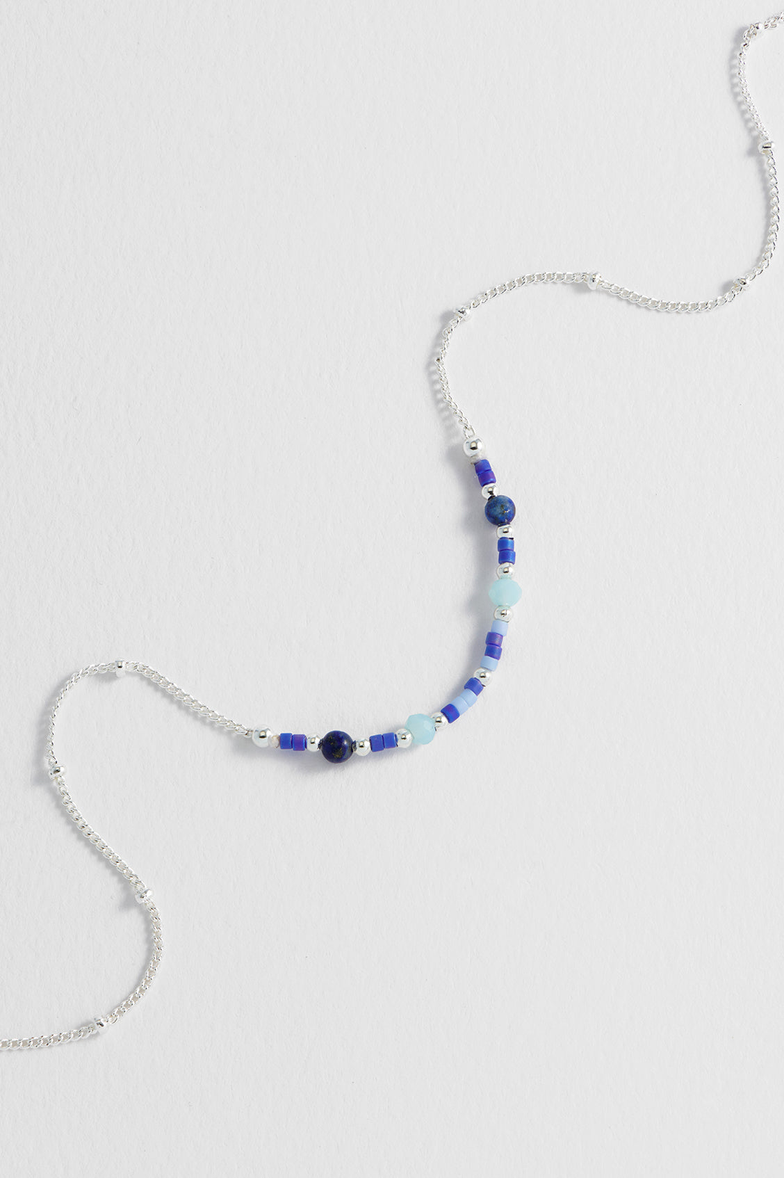 Mini Blue Beaded Chain Necklace for Women - Dainty Layering Jewelry Gift for Her - Perfect for Everyday Wear, Date Night & Special Occasions