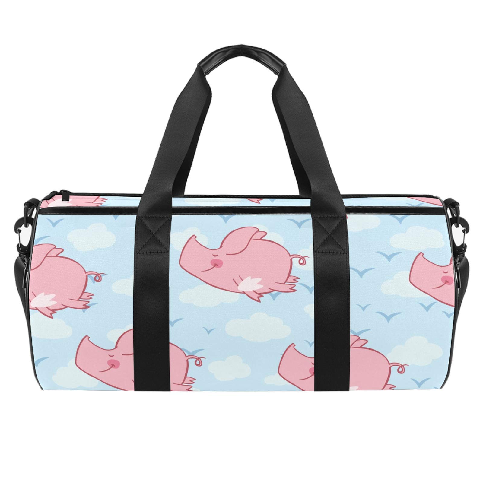 Pink Dragon Sword Flying Piggy with Wings Blue Sky Pattern Travel Duffel Bag - Waterproof Gym Tote for Men & Women - Perfect for Workouts, Travel & Sports