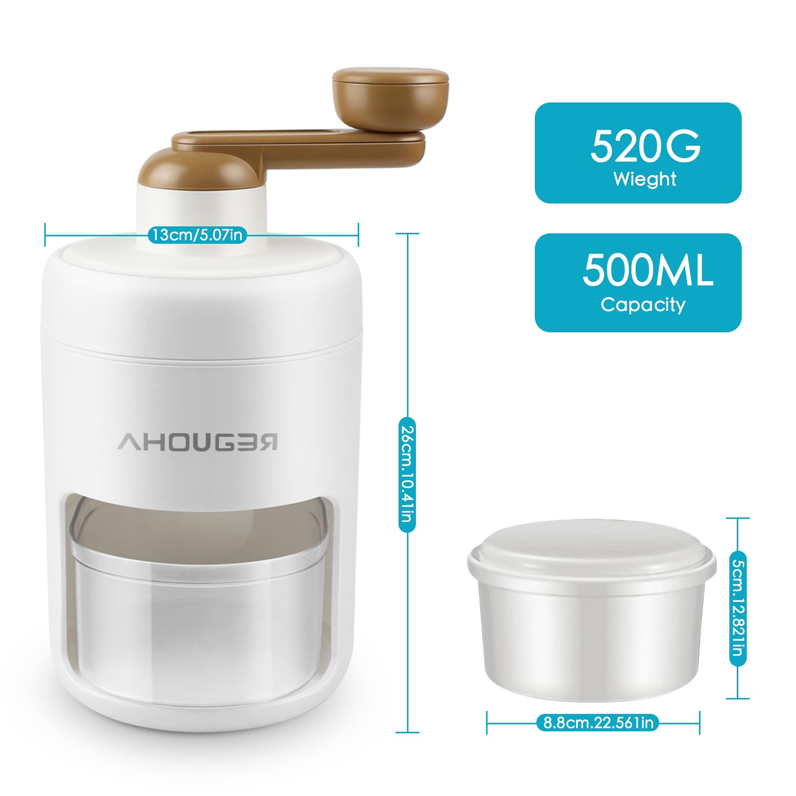 AHOUGER 2023 Portable Ice Shaver Machine for Granita, Italian Ice, and Smoothies - BPA-Free Commercial & Home Use - Perfect for Parties, Cafes, and Restaurants