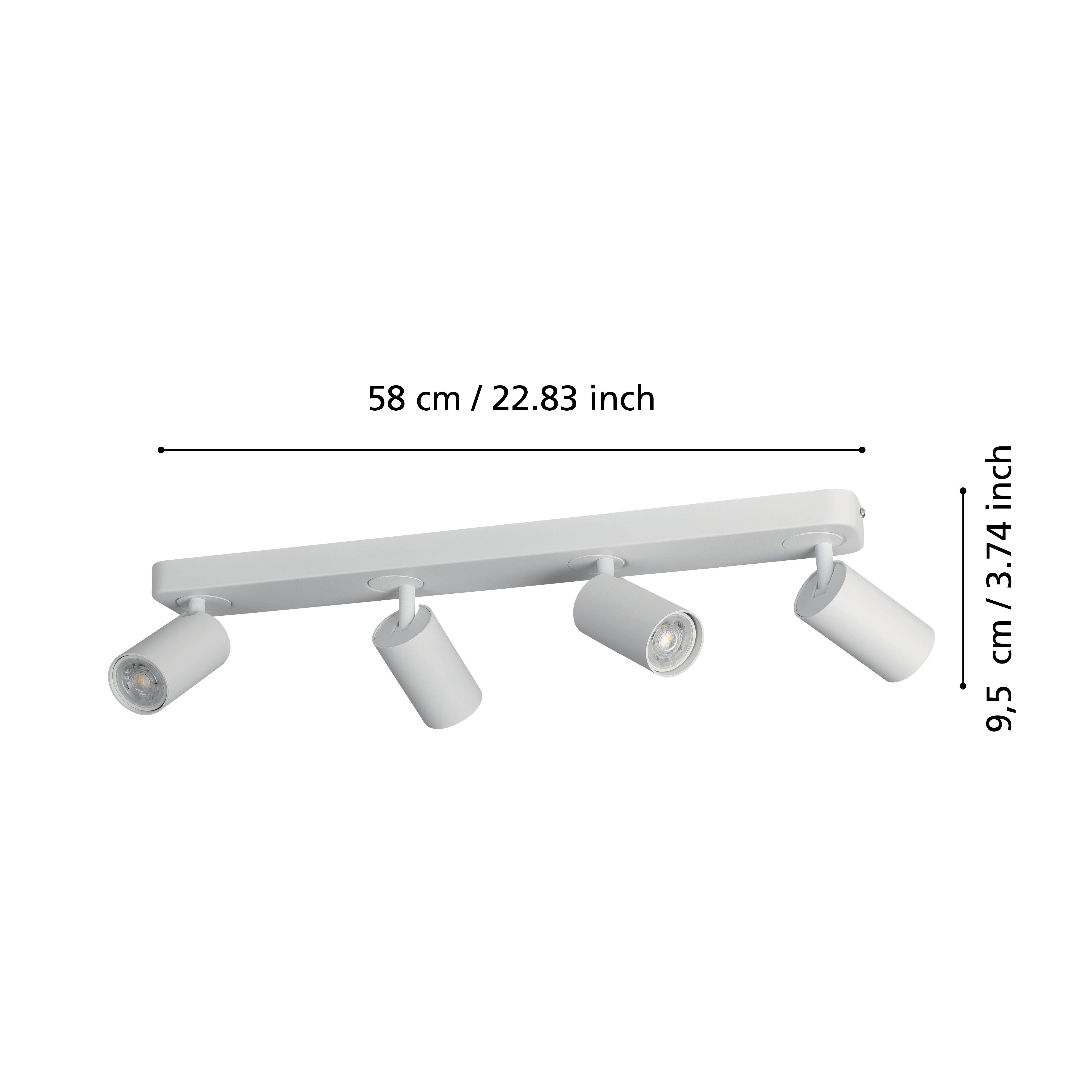 Eglo Connect Telimbela Z Smart 4-Light White Plate Spotlight - Modern LED Ceiling Light for Living Room, Bedroom & Kitchen