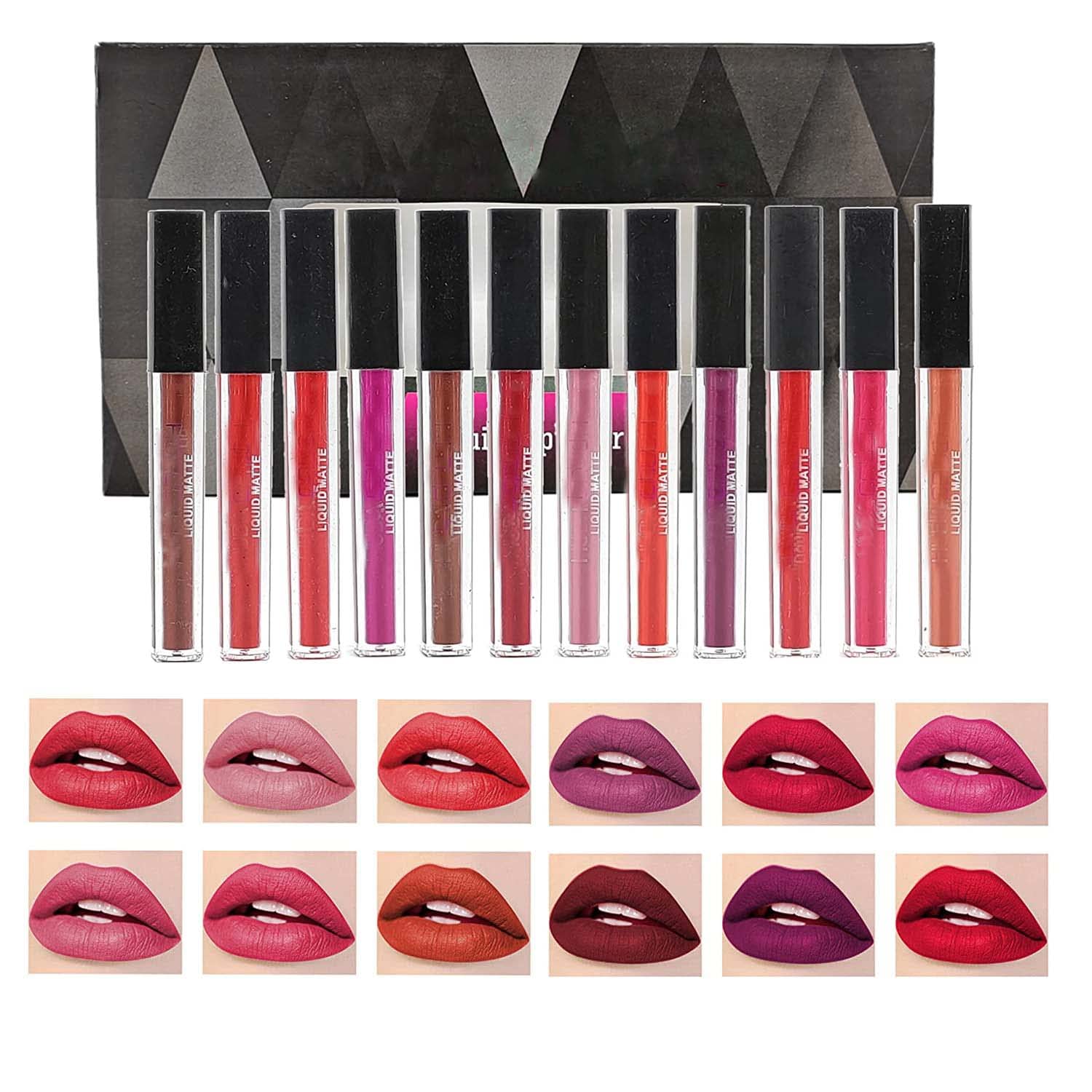 JEKANAZO 12-Piece Matte Liquid Lipstick Set - Long Lasting, Non-Drying, Vegan & Cruelty Free Multicolor Lipsticks for Women | Perfect for Daily Wear, Parties, Weddings & Special Occasions