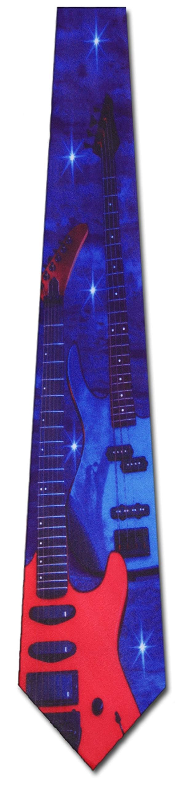 Three Rooker Men's Electric Guitar Print Necktie - Stylish Formal Tie for Musicians, Gifts & Office Wear