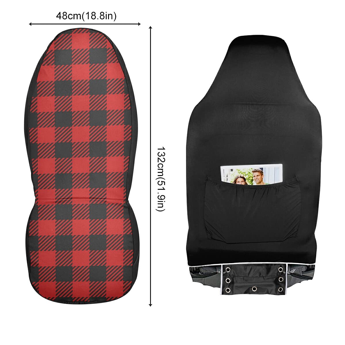 Breathable Red Buffalo Plaid Car Seat Cover - Universal Fit for Most Cars, SUVs, Trucks & Vans | Front Seat Protector | Perfect for Road Trips, Commuting & Pet Protection