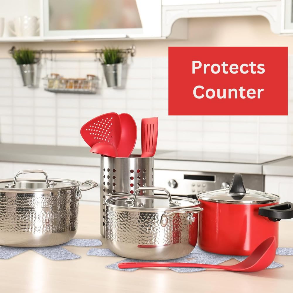 3-Pack Grey Felt Pot and Pan Protectors - Non-Slip Cookware Dividers for Stacking & Protecting Kitchen Pots & Pans - Prevent Scratches & Damage - Ideal for Cabinet, Drawer & Pantry Organization