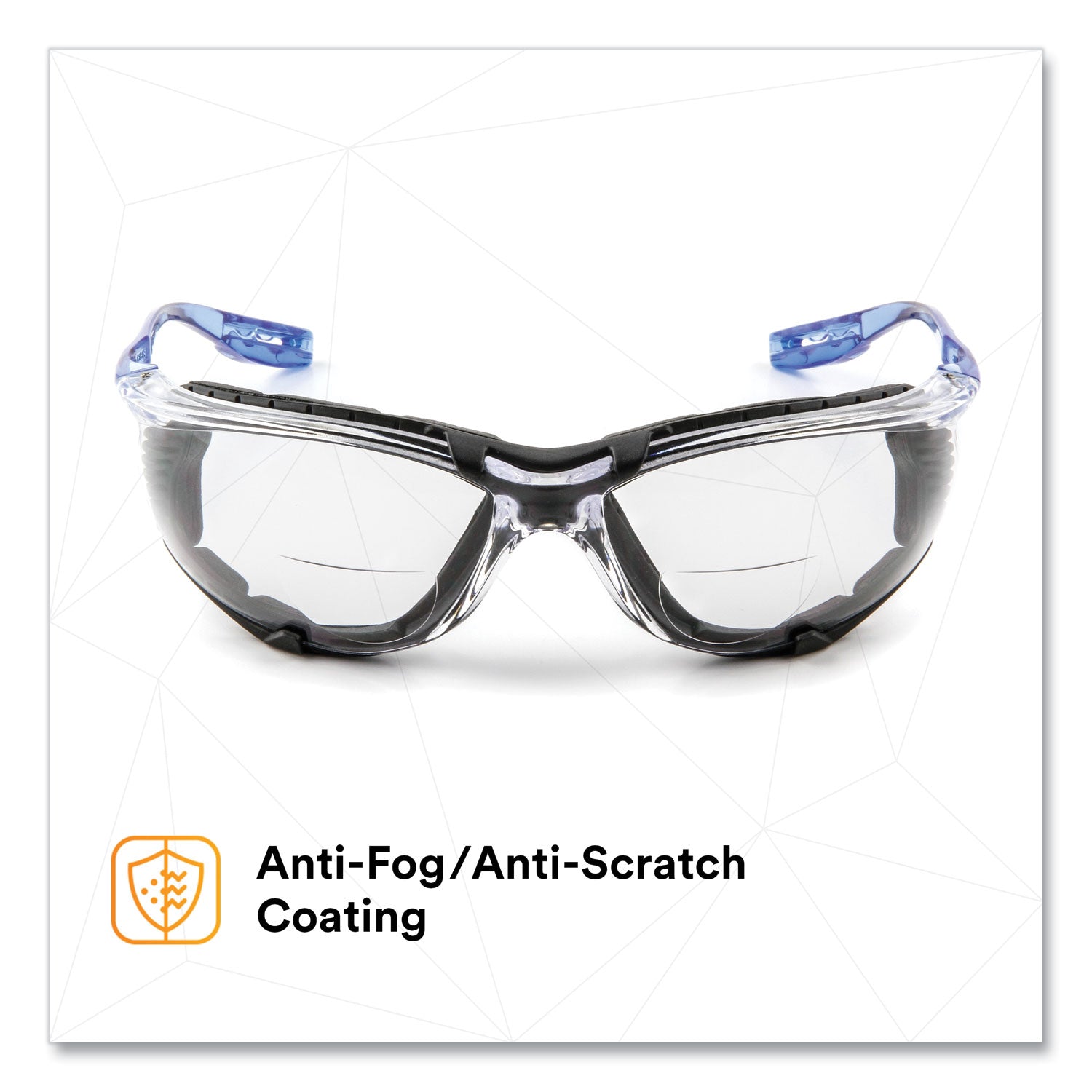 3M™ CCS Protective Eyewear with Foam Gasket - +1.5 Diopter Reading Glasses, Blue Plastic Frame & Clear Polycarbonate Lens - Safety Glasses for Work, Lab, Construction & DIY Projects
