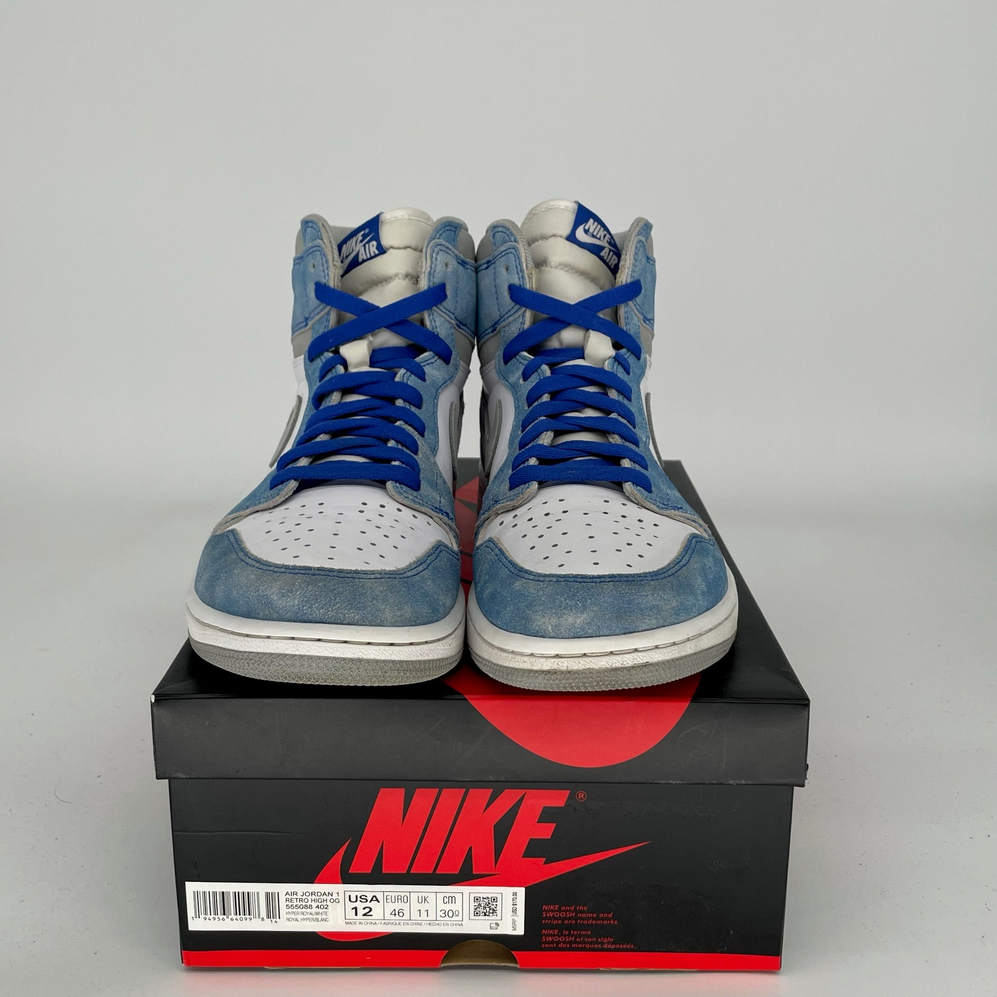 Air Jordan 1 Hyper Royal Sneakers - Size 12 Men's Basketball Shoes (555088-402) - Perfect for Streetwear, Casual Outfits & Sneaker Collectors