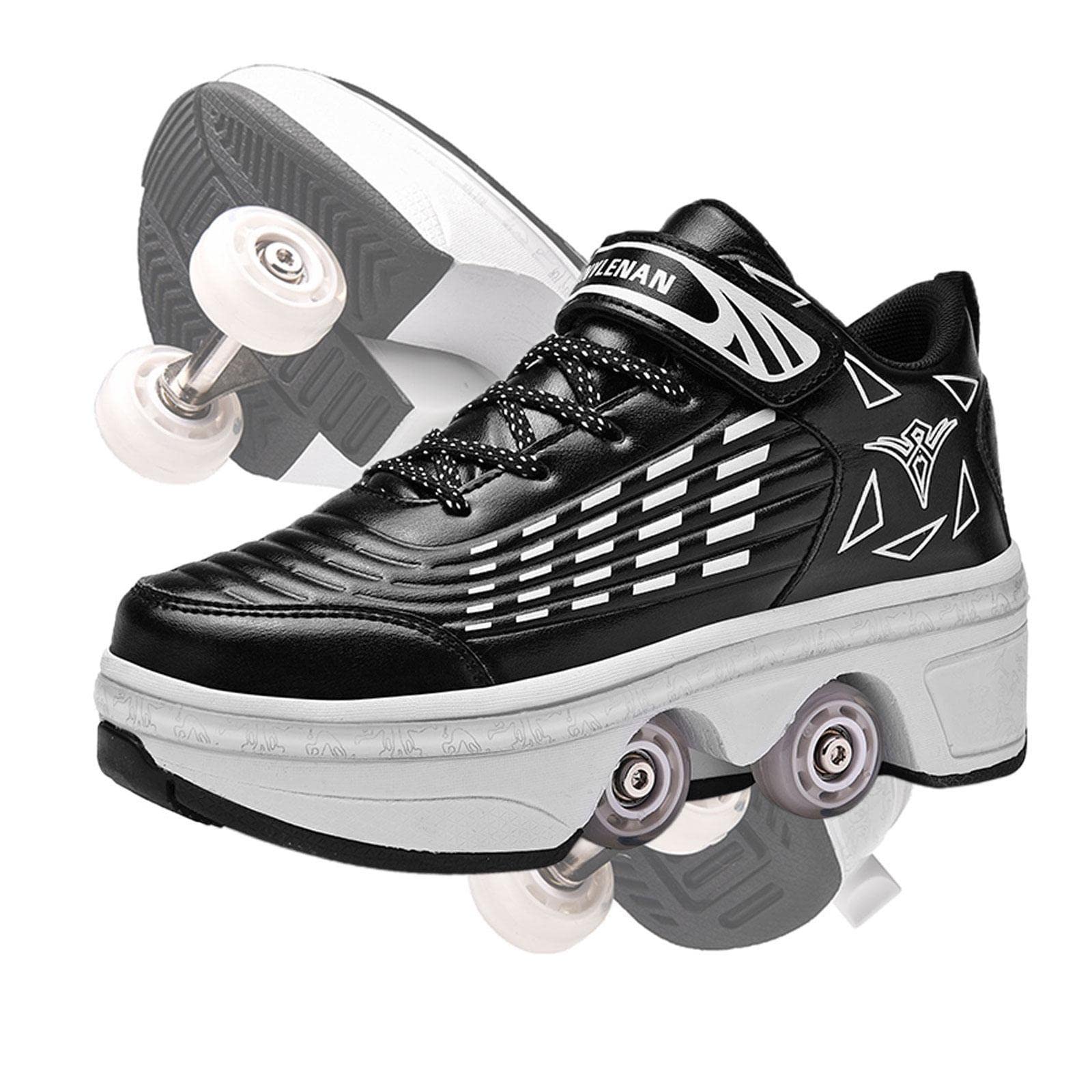 2-in-1 Roller Skates Shoes for Men, Women & Kids - Convertible Wheeled Sneakers with Flexible Wheels | Perfect for Outdoor Fun, Fitness & Gifts